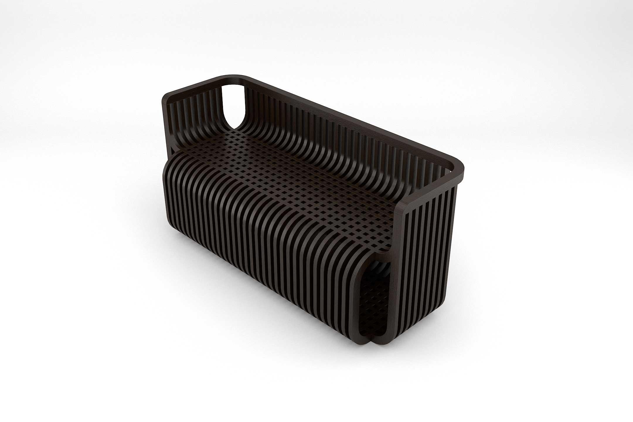 Européen Kyoto 3 Seat Sofa - Canapé moderne en bois teinté noir, fabriqué à la main en vente