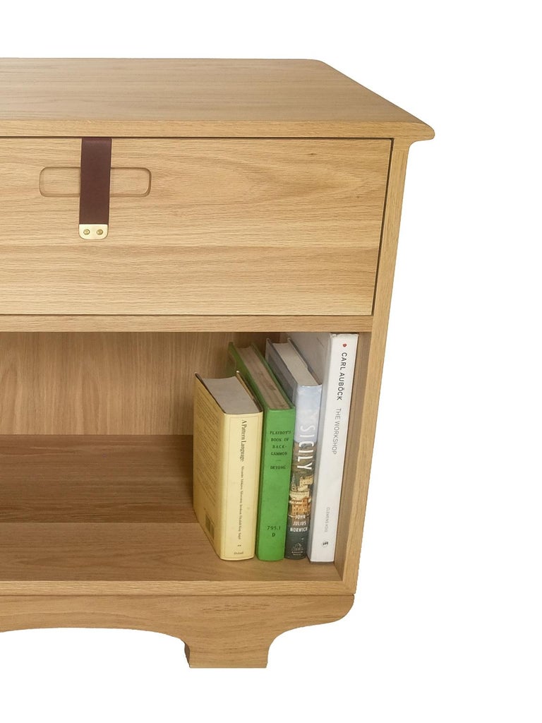 Kyoto Bedside Table or Nightstand with Drawer, White Oak For Sale at