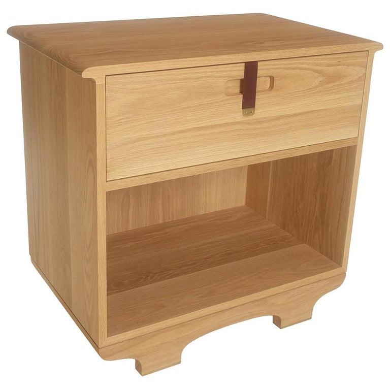 Kyoto Bedside Table or Nightstand with Drawer, White Oak For Sale at
