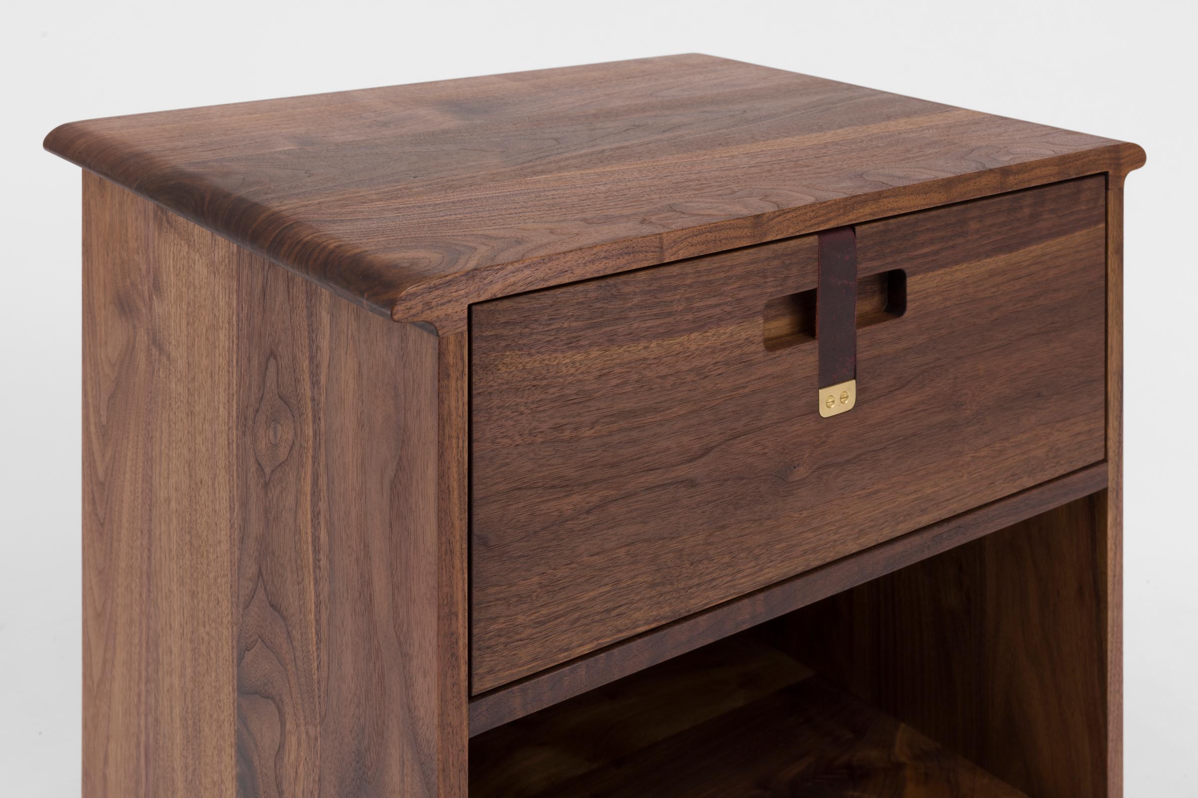 American Kyoto Bedside Table or Nightstand with Drawer, Walnut For Sale