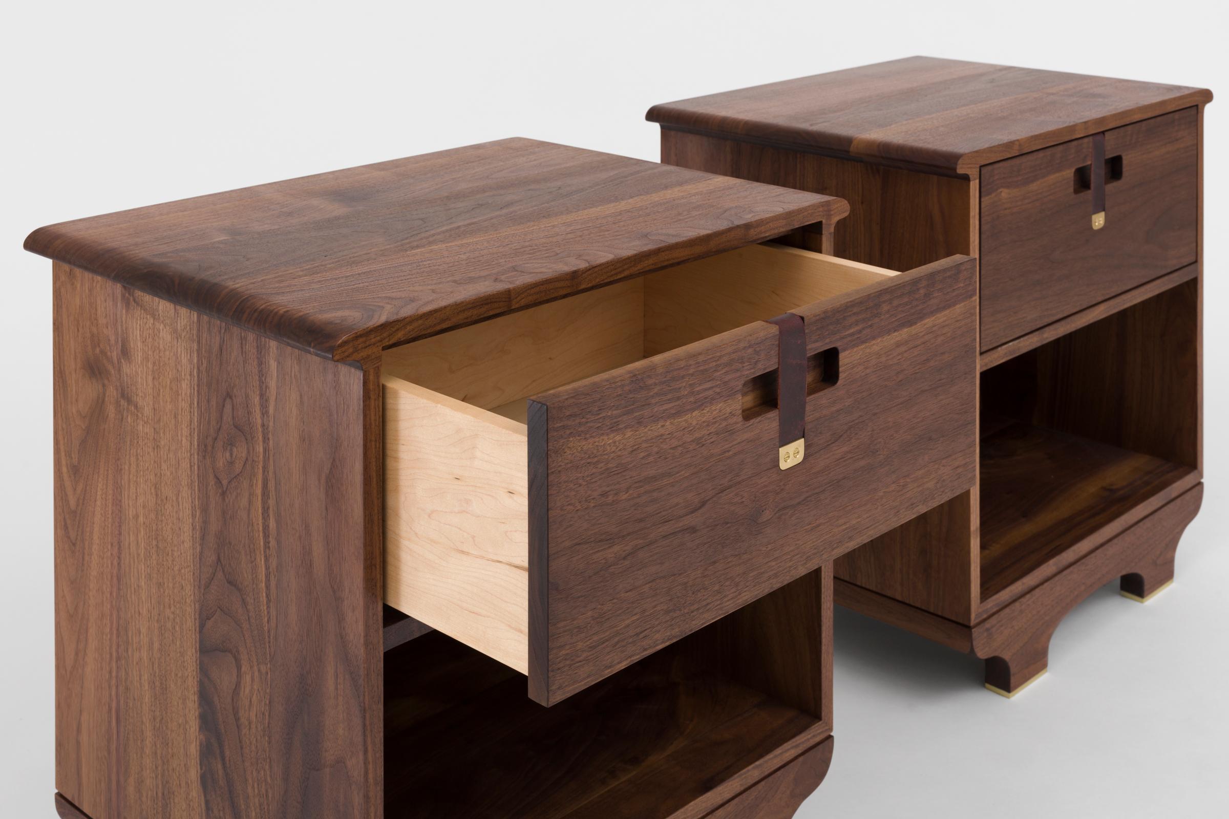 Joinery Kyoto Bedside Table or Nightstand with Drawer, Walnut For Sale