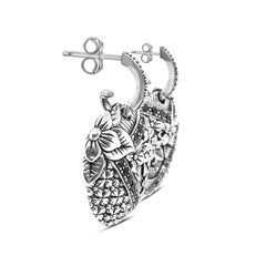 Kyoto Black Diamond & Engraved Sterling Silver Earrings