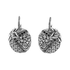 Kyoto Black Diamond & Engraved Sterling Silver Earrings