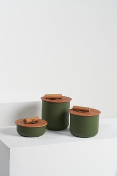 Collection Kyoto, ensemble de 4 pots en aluminium et bois