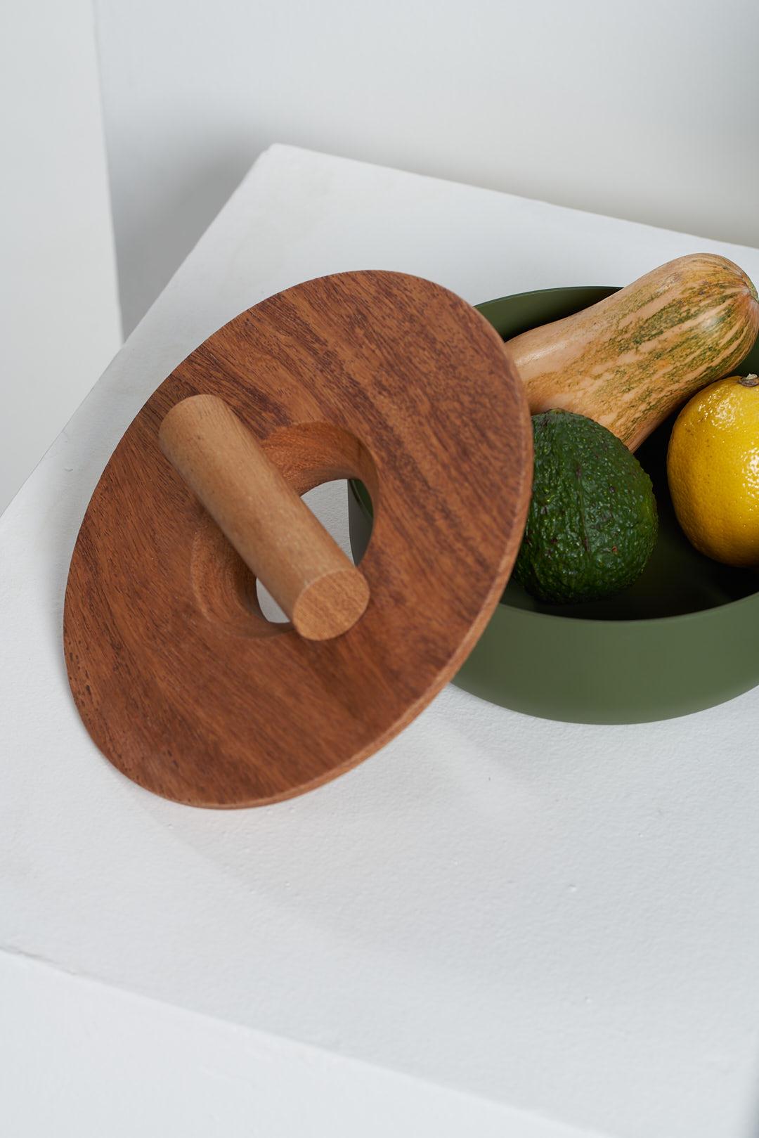 Brazilian Kyoto Collection, Aluminium and Wood 4 Pots Set For Sale