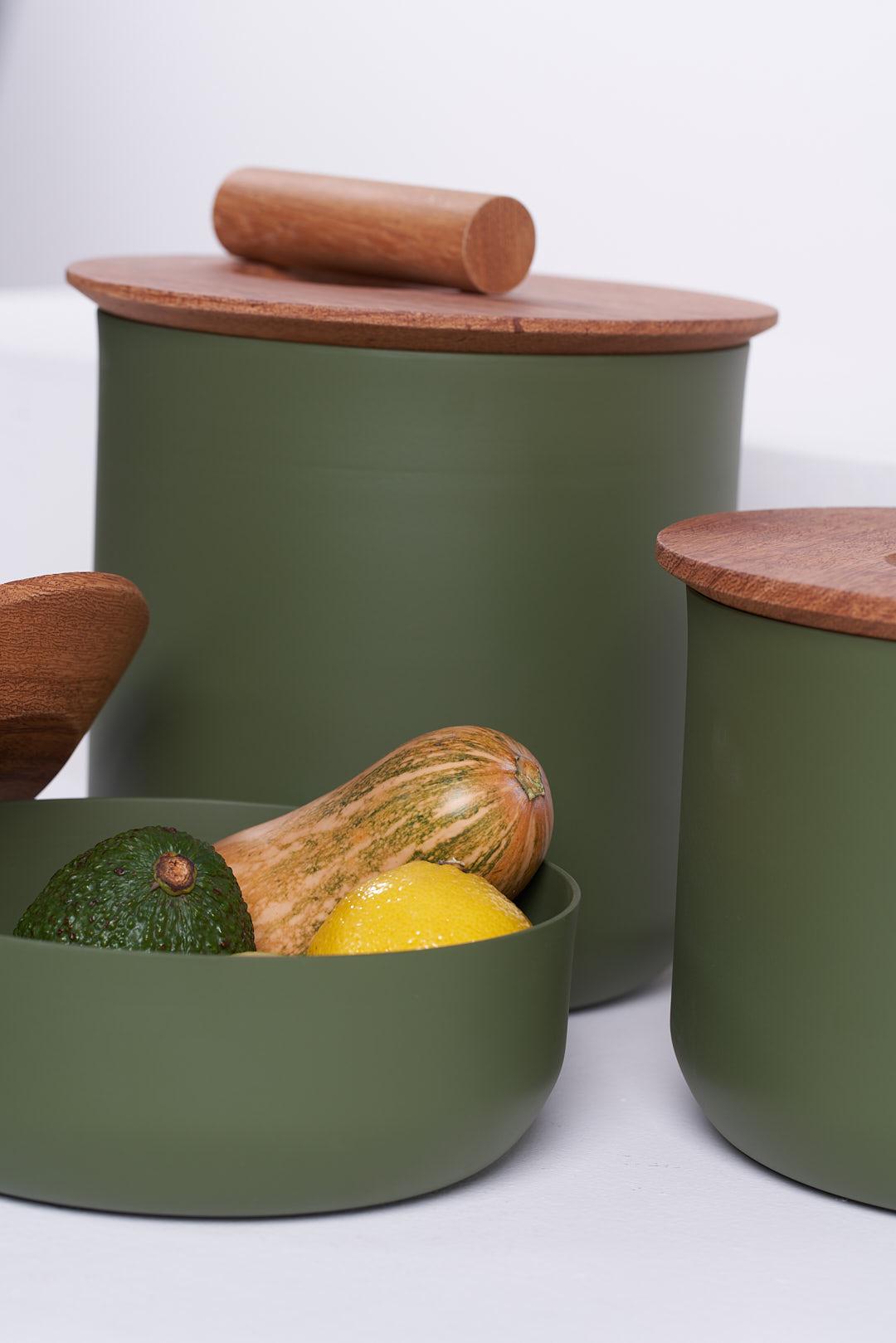 Kyoto Collection, Aluminium and Wood 4 Pots Set For Sale 2