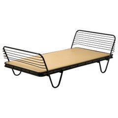 Retro Mid-Century French "Kyoto'' Daybed By Mathieu Matégot in Black Enameled Iron