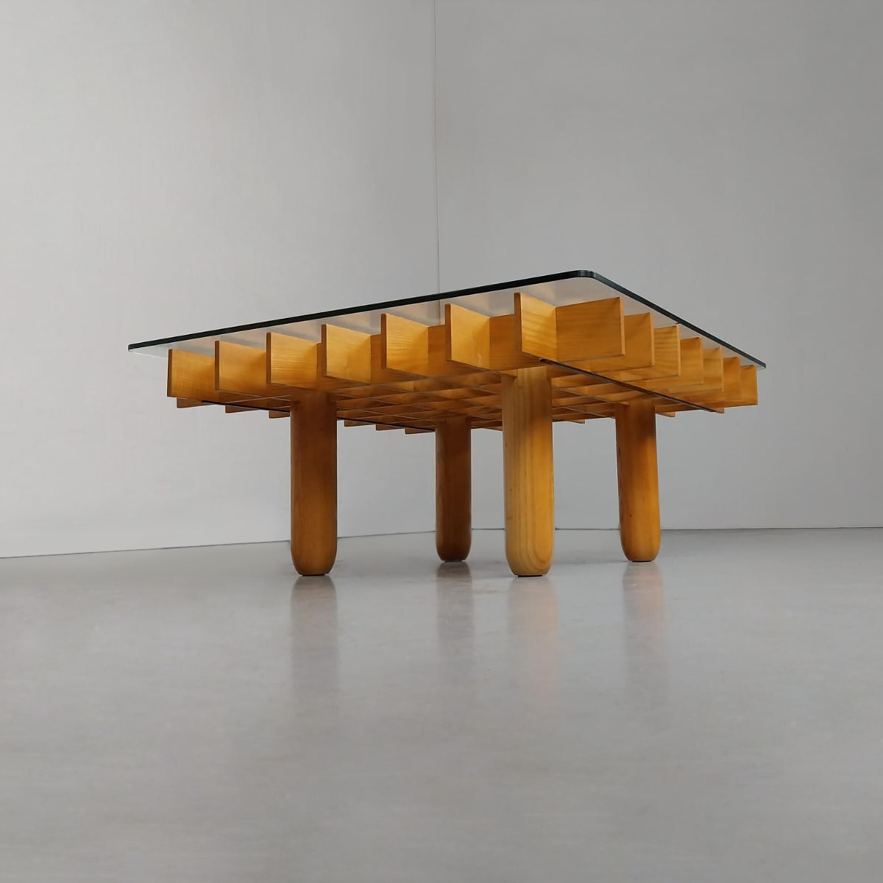 Late 20th Century Kyoto graphic maple and glass coffee table by Gianfranco Frattini Knoll 1970s