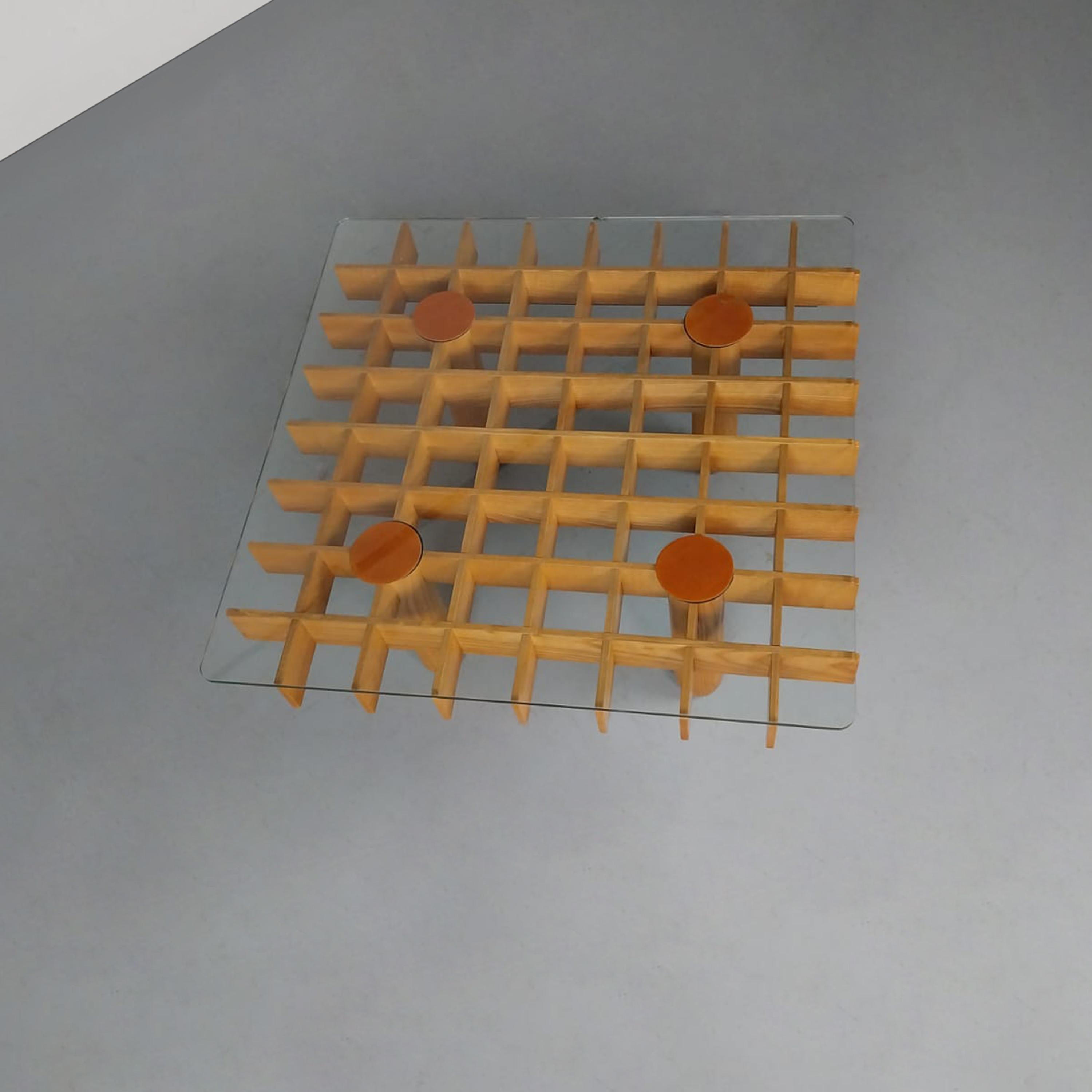 Kyoto graphic maple and glass coffee table by Gianfranco Frattini Knoll 1970s 1