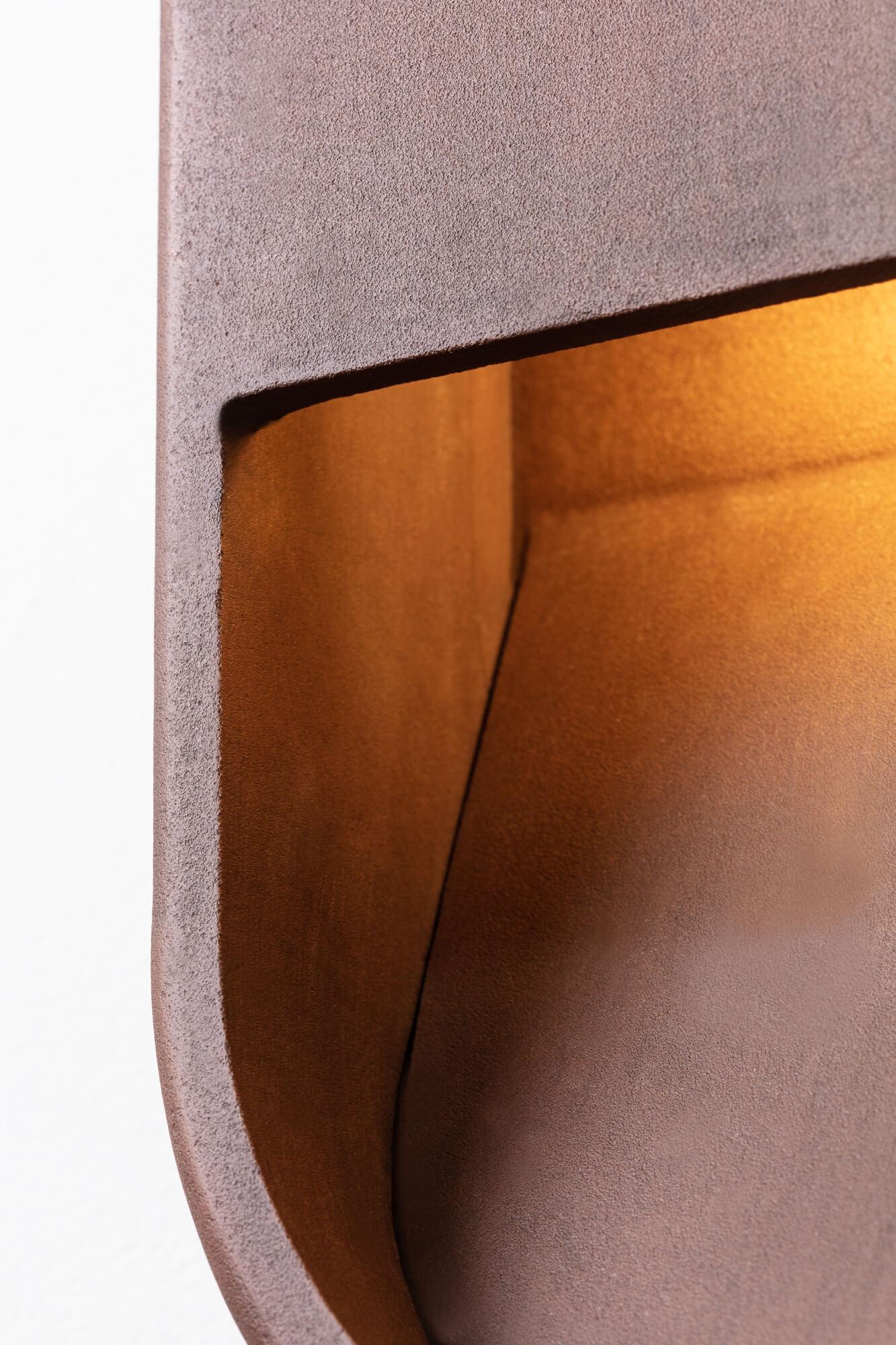 Kyoto is a unique outdoor/indoor lamp collection. Sand cast in aluminum. Finish options are satin aluminum, matte black, ore, bronze. The sconces are handmade sculptures that are resistant to the elements.

Each piece is individually sand casted and