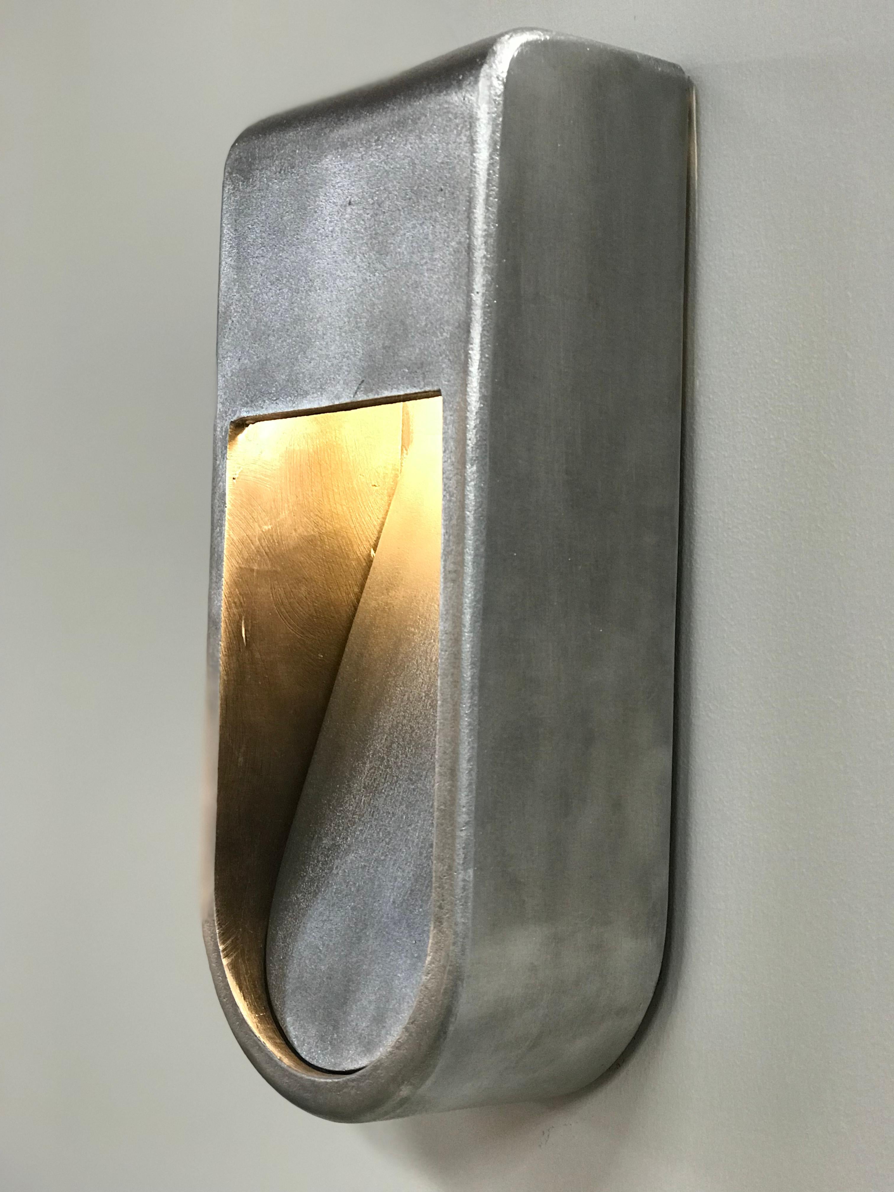 Mid-Century Modern Kyoto Indoor Outdoor LED Sconce Poured Aluminum Size Long Wet Rated Light For Sale