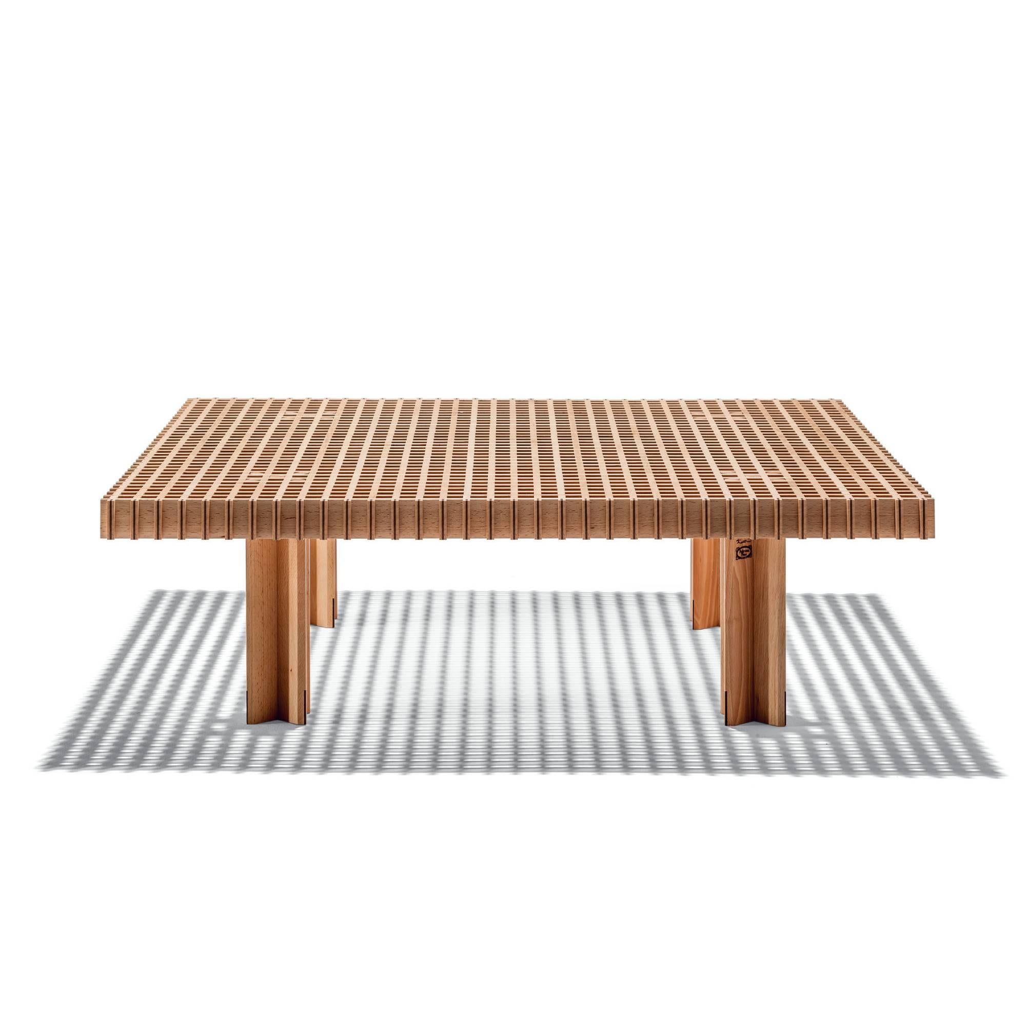 Italian Kyoto Solid Wood Square Coffee Table Natural Beech Finish