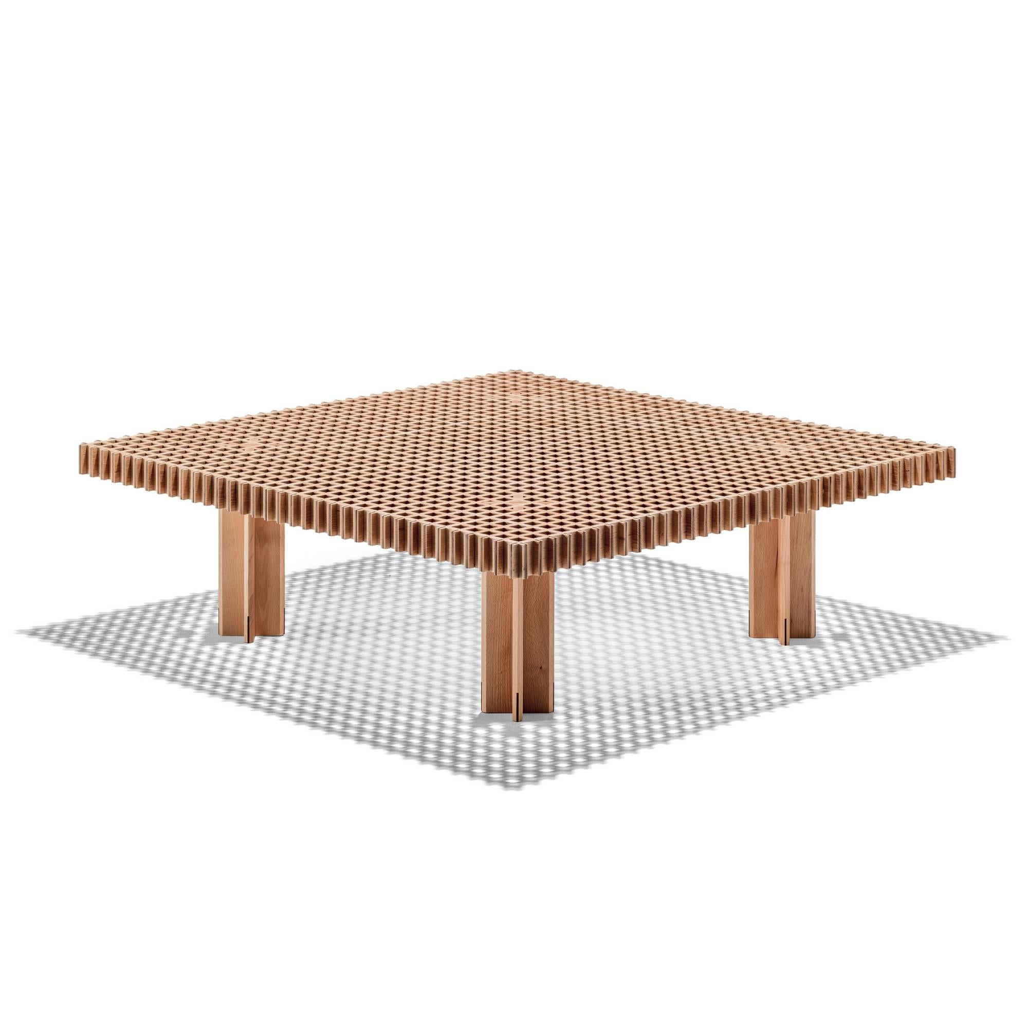 Kyoto Solid Wood Square Coffee Table Natural Beech Finish In New Condition In New York, NY