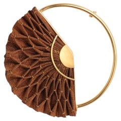 Kypseli Brooch in Cinnamon Silk & 24k Vermeil Gold by Katerina Makriyianni