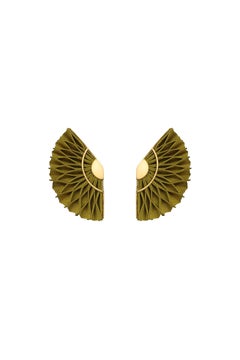 Kypseli Fan Earrings in Silk, Bronze & 24k Vermeil Gold by Katerina Makriyianni