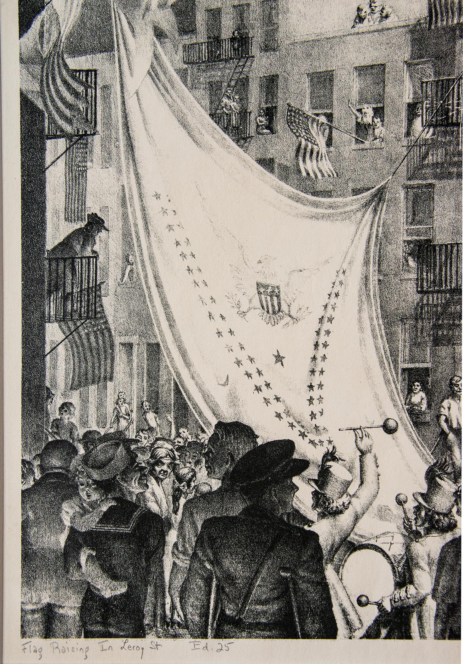 Drapeau surélevé dans Leroy Street  Vieux New York - Vintage New York en vente 6