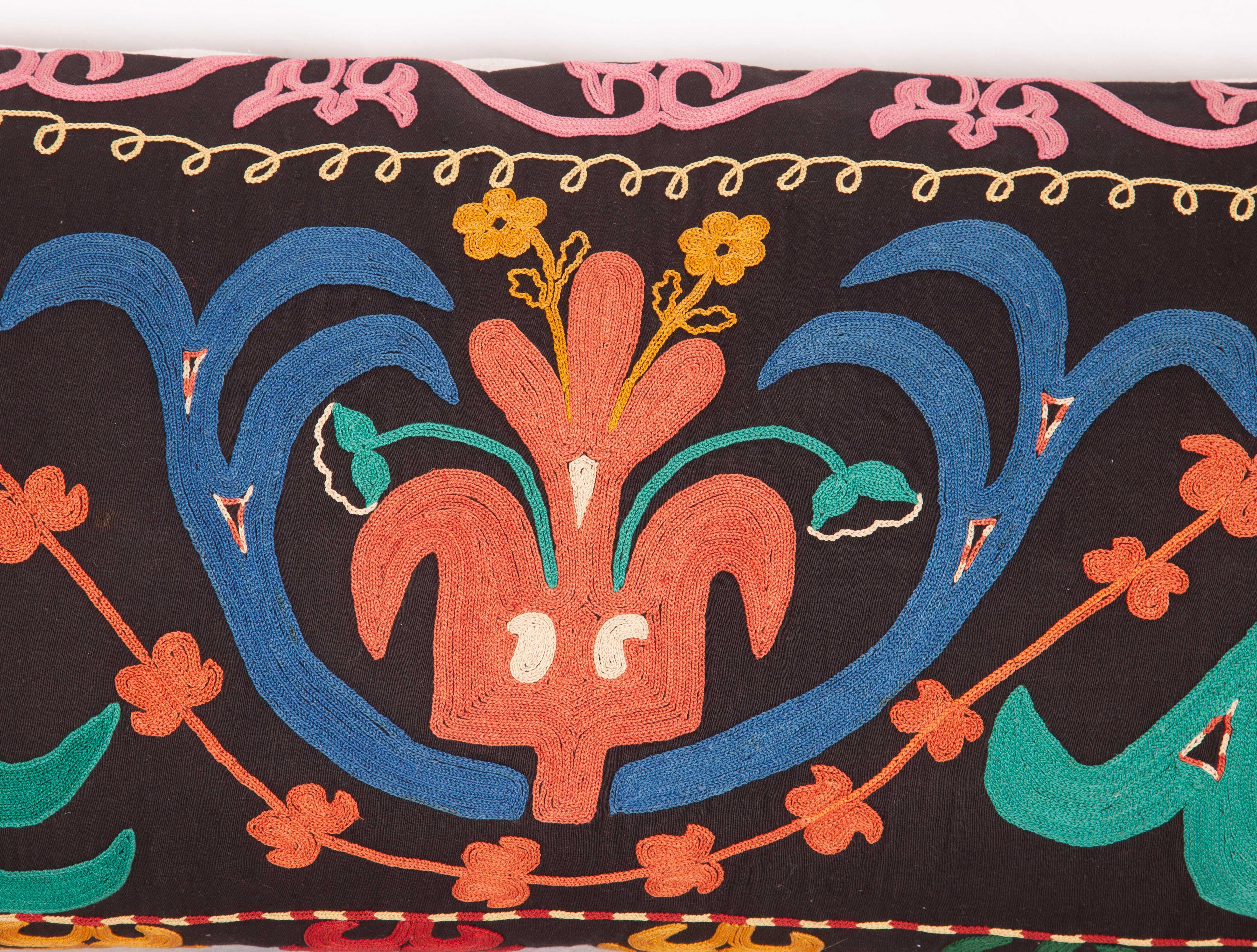 Suzani Kyrgyz Lumbar Pillow Case, Made from a Mid-20th Century Kyrgyz Embroidery