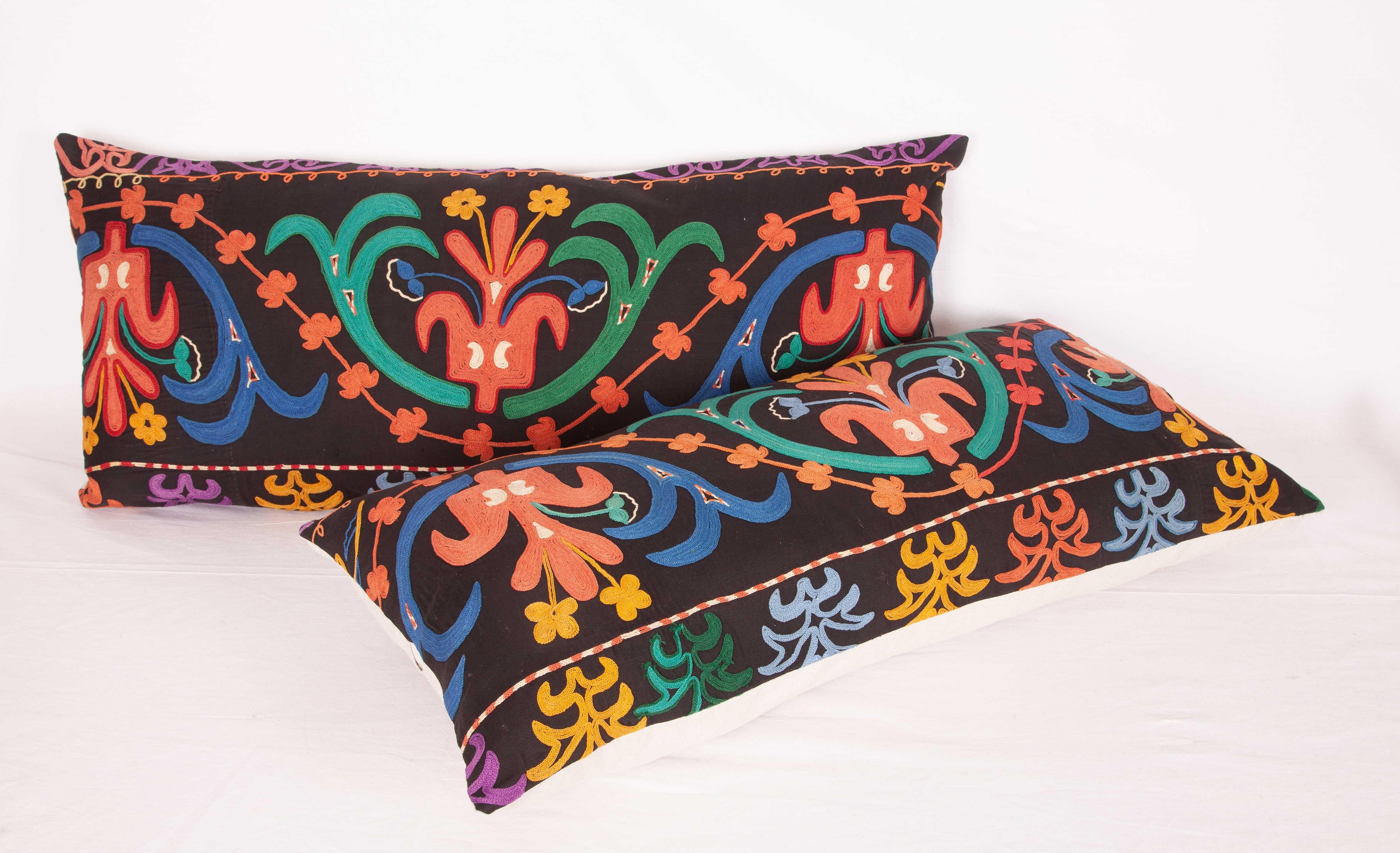 Kyrgyzstani Kyrgyz Lumbar Pillow Cases Made from a Mid-20th Century Kyrgyz Embroidery
