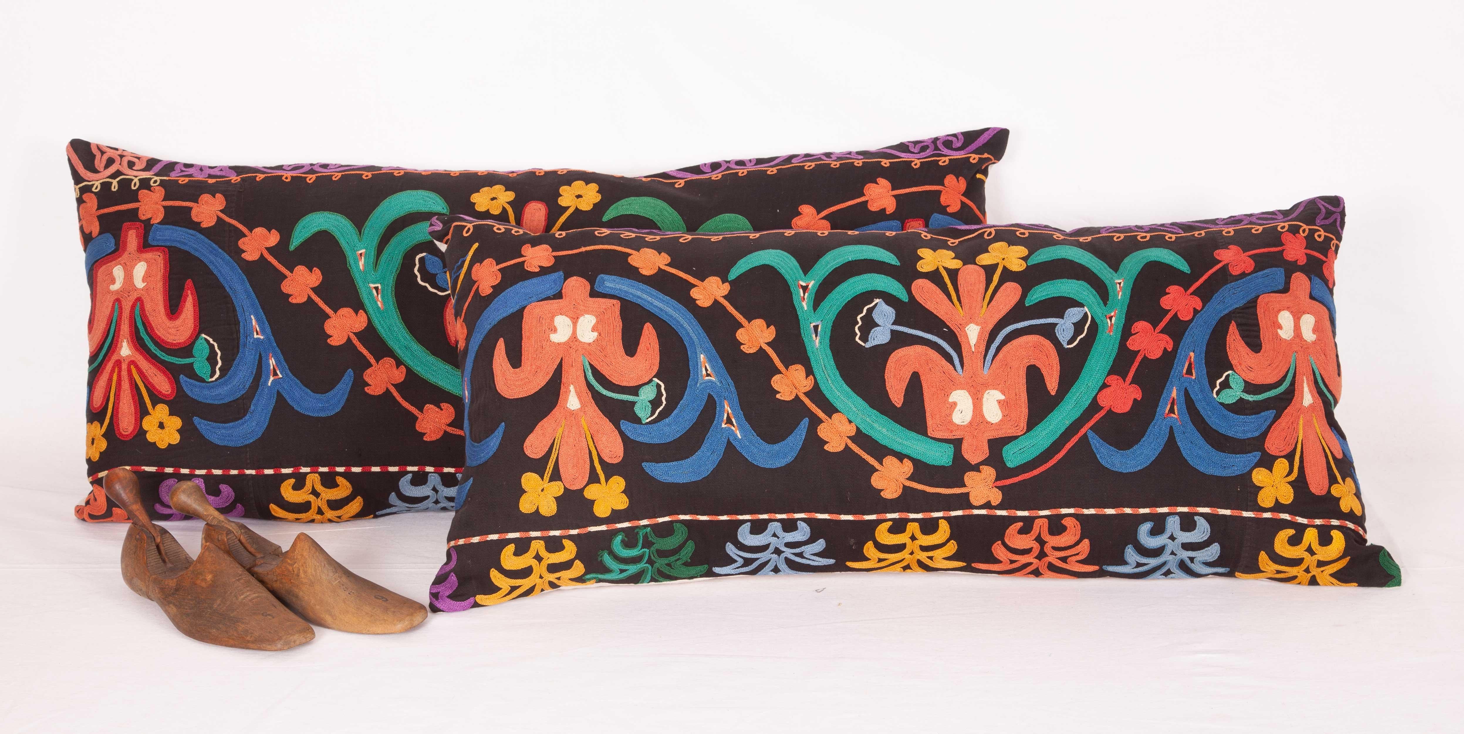 Embroidered Kyrgyz Lumbar Pillow Cases Made from a Mid-20th Century Kyrgyz Embroidery