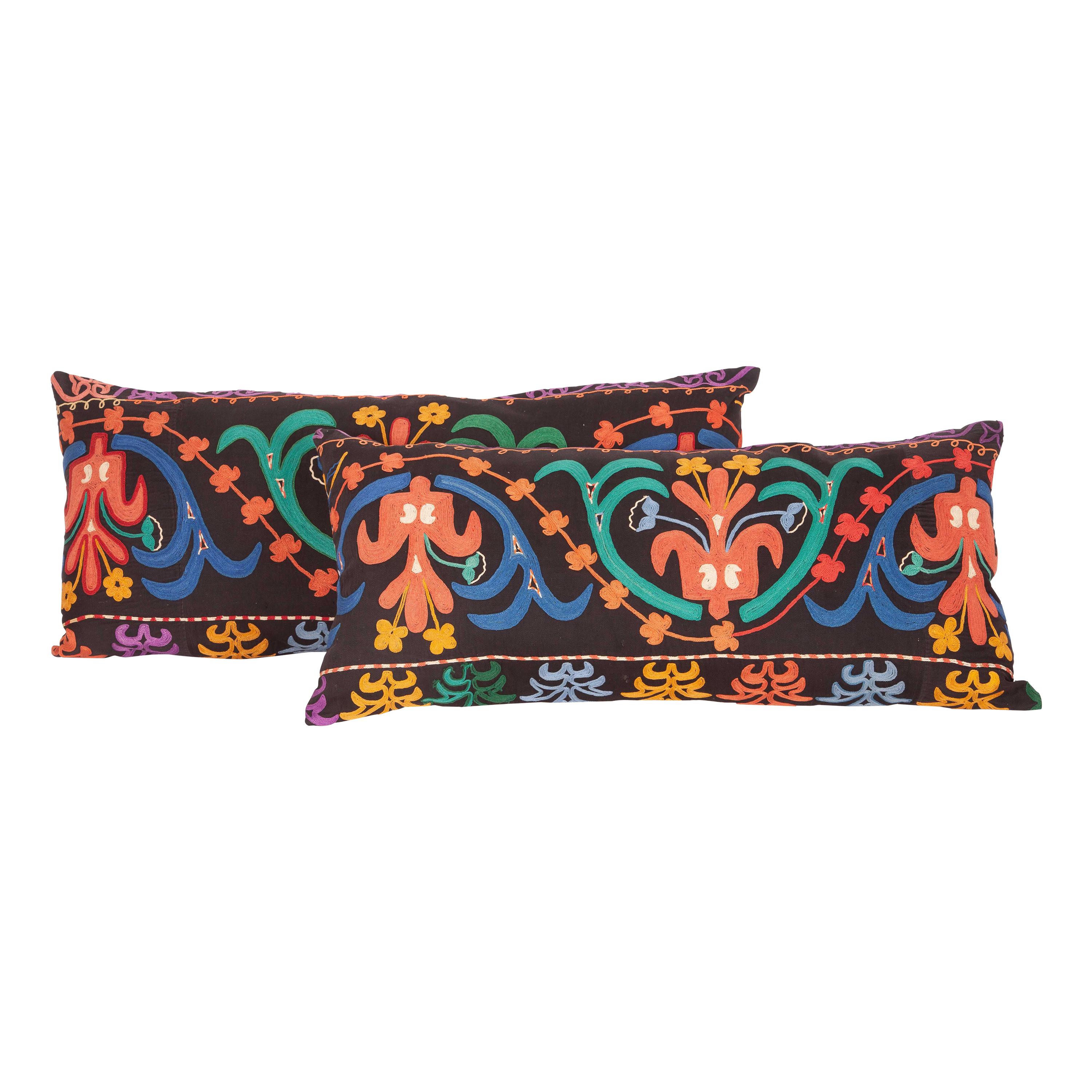 Kyrgyz Lumbar Pillow Cases Made from a Mid-20th Century Kyrgyz Embroidery