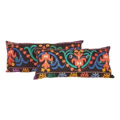 Vintage Kyrgyz Lumbar Pillow Cases Made from a Mid-20th Century Kyrgyz Embroidery