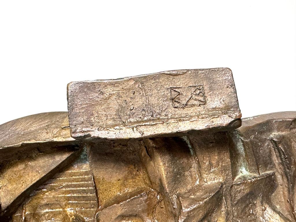 Signed Kyriakos Rokos Brutalist Bronze Surrealist Abstract Relief Sculpture 1971 For Sale 5