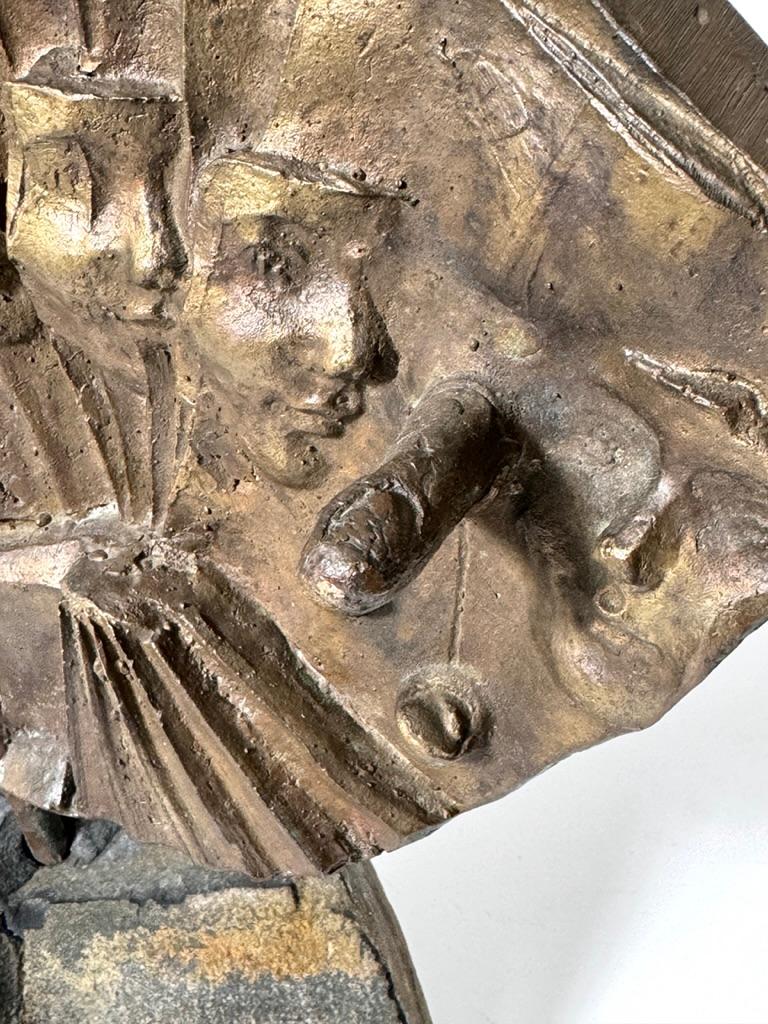 Signed Kyriakos Rokos Brutalist Bronze Surrealist Abstract Relief Sculpture 1971 For Sale 1