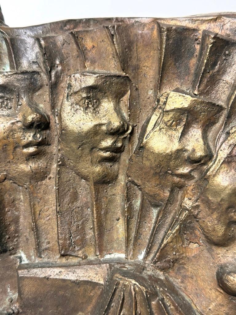 Signed Kyriakos Rokos Brutalist Bronze Surrealist Abstract Relief Sculpture 1971 For Sale 2