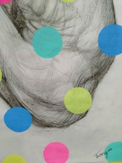 Hirst's Dots, Impressionist Nude Mixed Media, Acrylic and Pencil on Paper