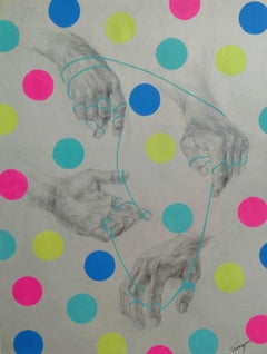 Jeff Koons, Impressionist Figurative Scene, Acrylic and Pencil on Paper