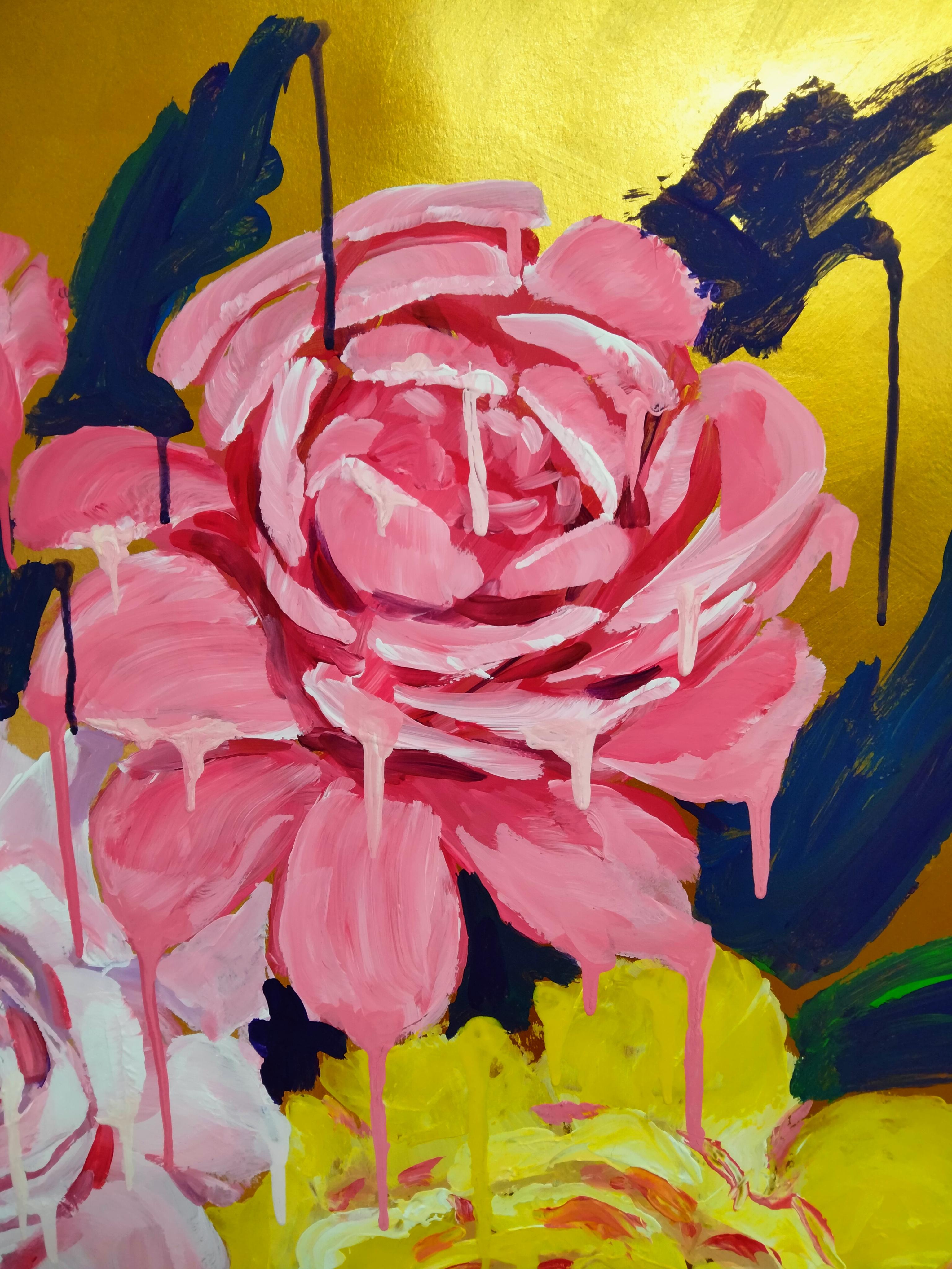  Vi flores en la estepa ucraniana, en la zona de operaciones militares. Las flores lloraban, por el horror de la guerra, infligido a la naturaleza. Me inspiraron para crear este cuadro. Me gusta mucho pintar cuadros abstractos. Los pinto con los