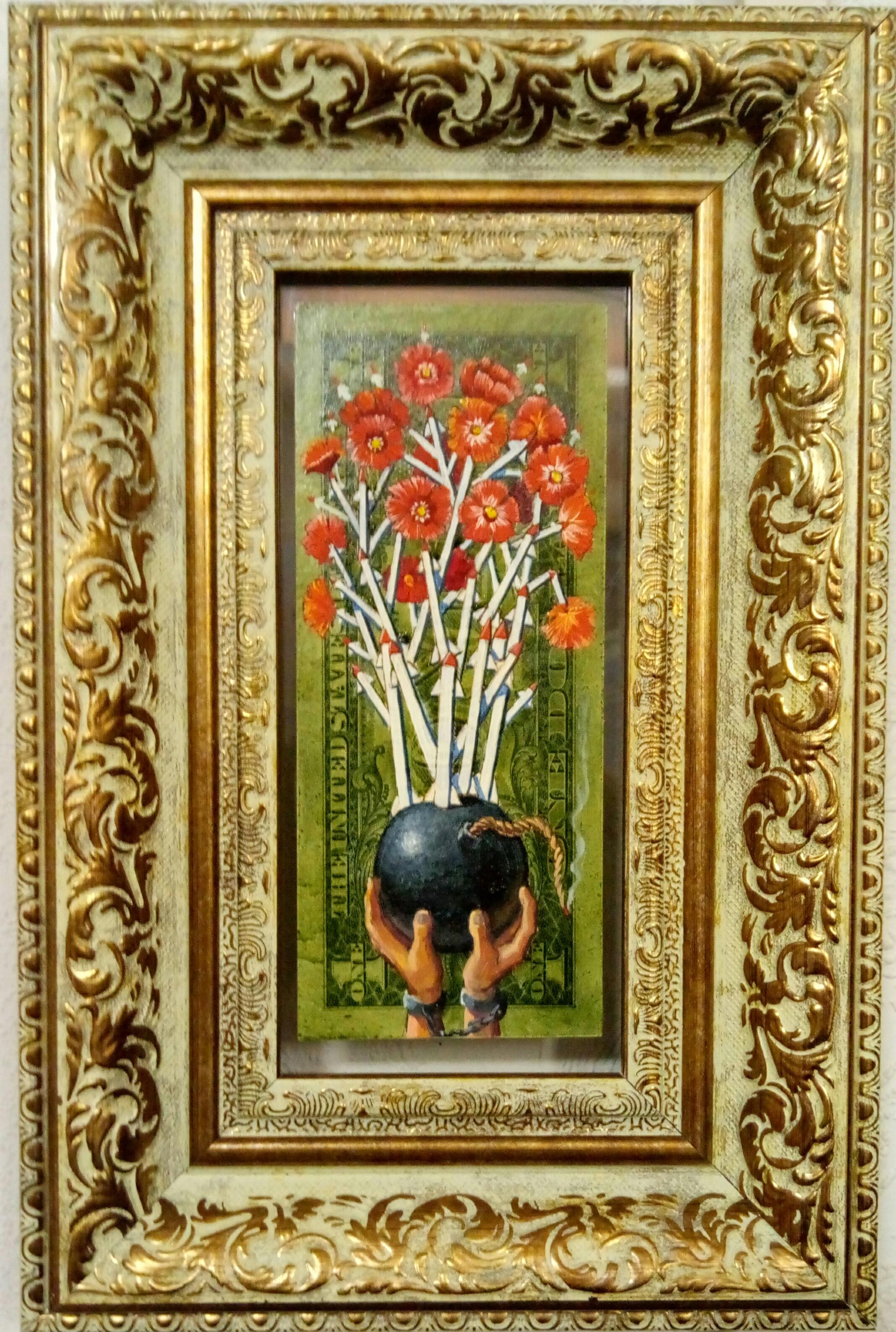 Kyrylo Bondarenko Figurative Painting - "Banksy war"