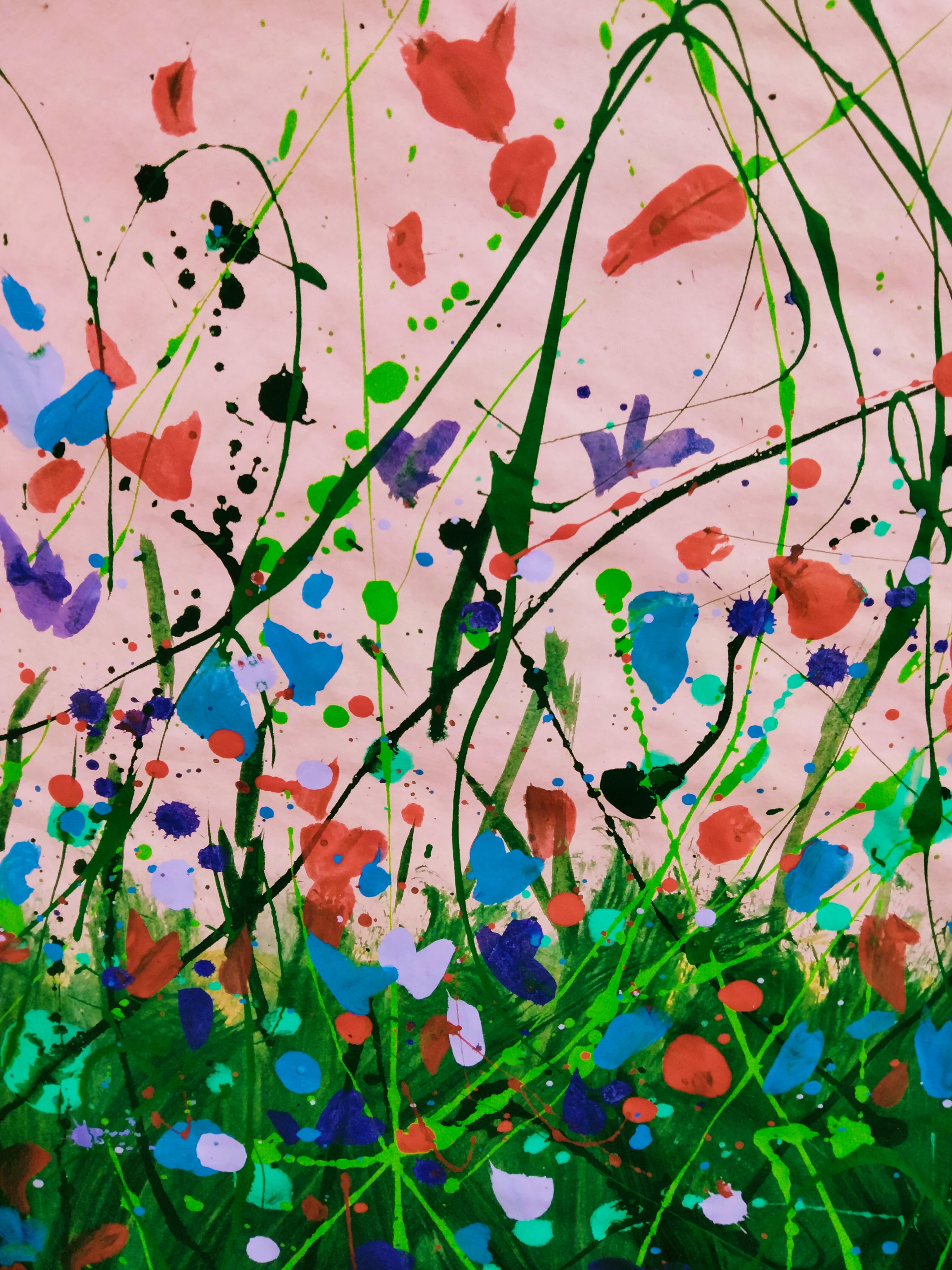  I saw the painting in the blooming steppe in spring. Steppe in Bloom in Spring. In this enchanting painting, I invite you to a blooming meadow under a muted, tranquil sky. I used the spontaneity of Impressionist style, mixed with oriental motifs,