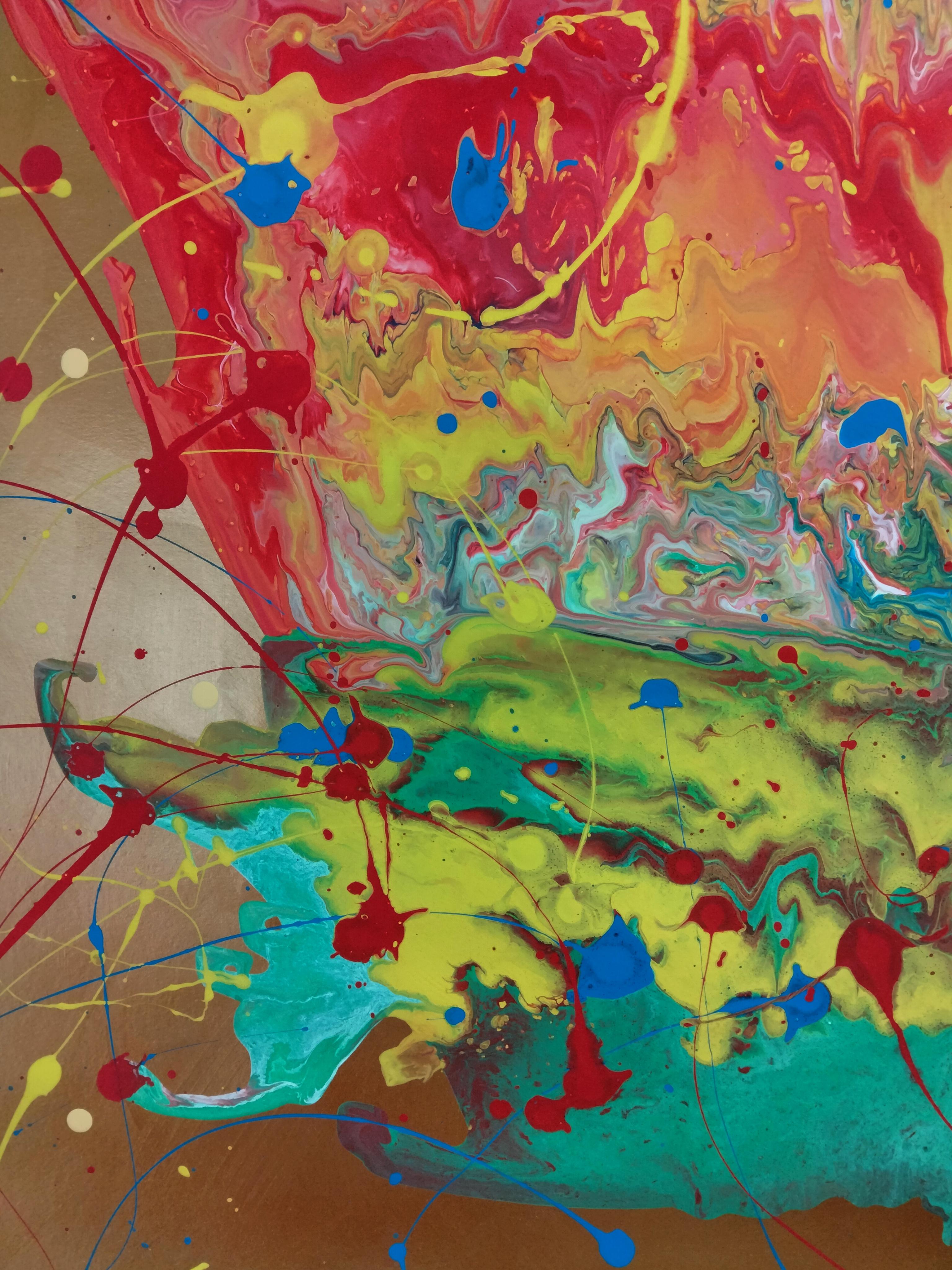  I saw flowers in the Ukrainian steppe. They inspired me to create this painting. I really like to paint abstract paintings. I paint them with feelings and the energy of the inner body. This painting carries positive emotions and energy.
   Buying
