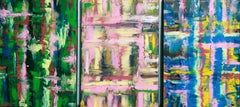 Gerhard Richter Triptych, Impressionist Landscape, Acrylic on Canvas