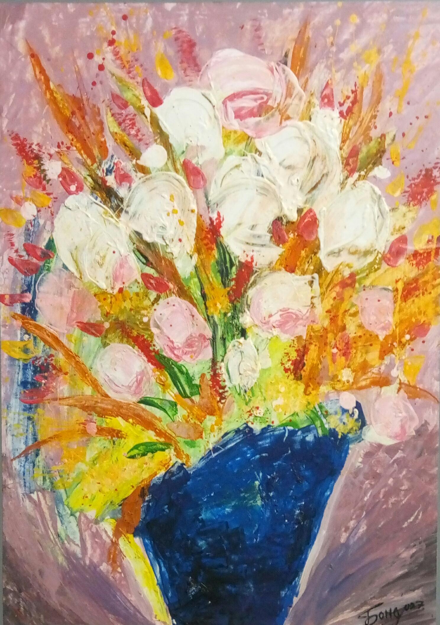 Kyrylo Bondarenko Still-Life Painting - "Henri Matisse Roses"