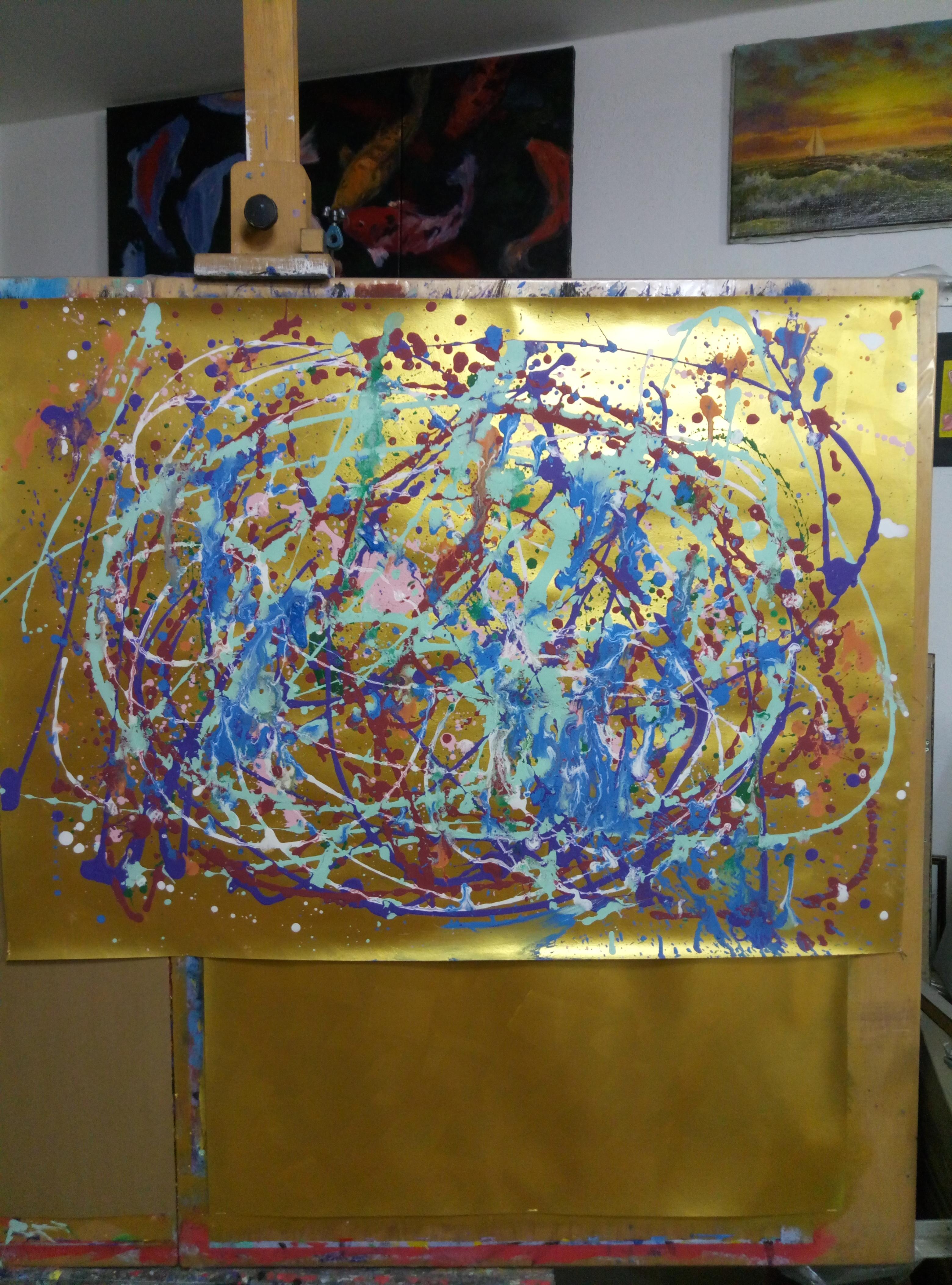 „Jackson Pollock Blumen“ – Painting von Kyrylo Bondarenko