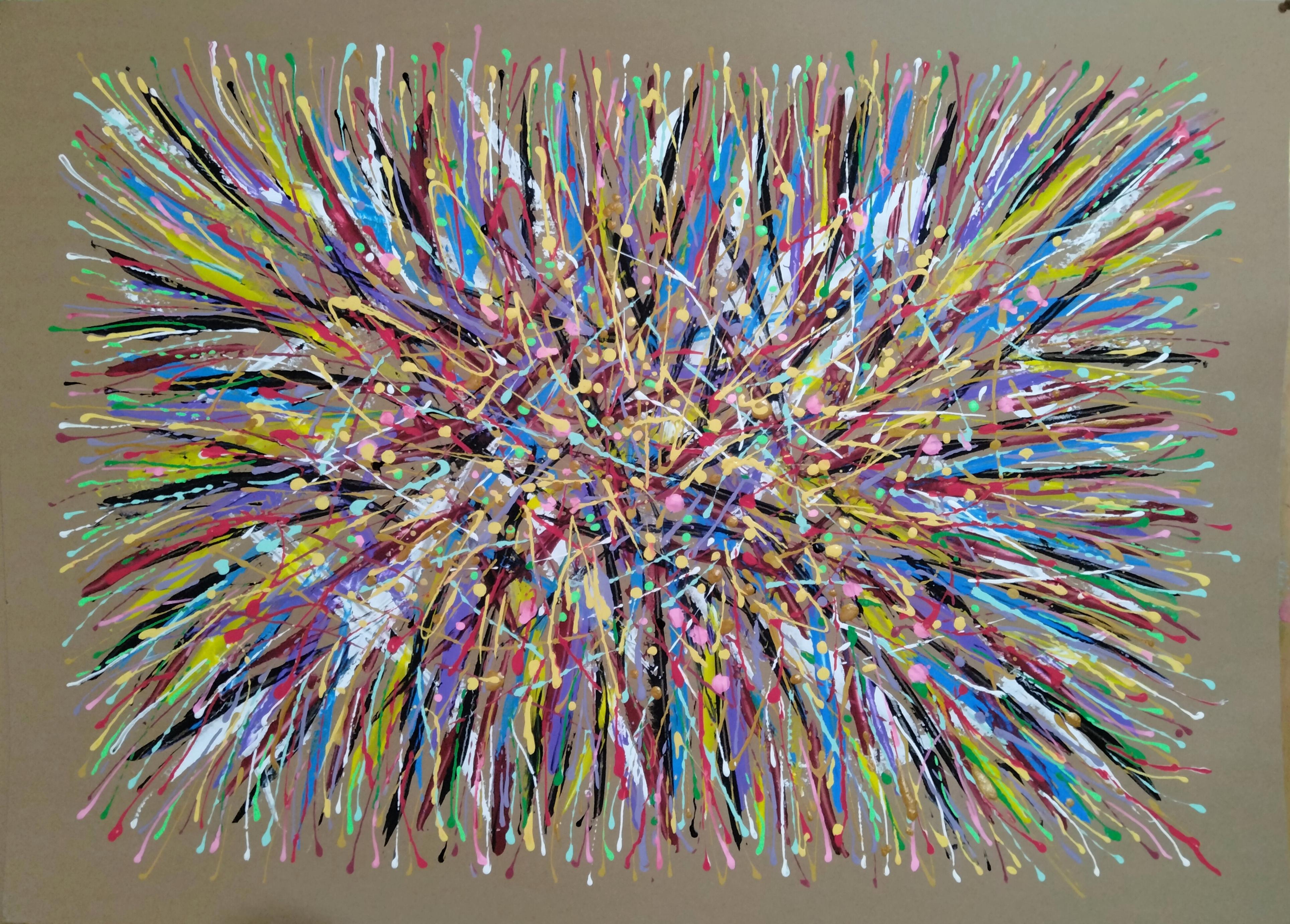 Kyrylo Bondarenko Animal Painting – "Jackson Pollock hedgehog"