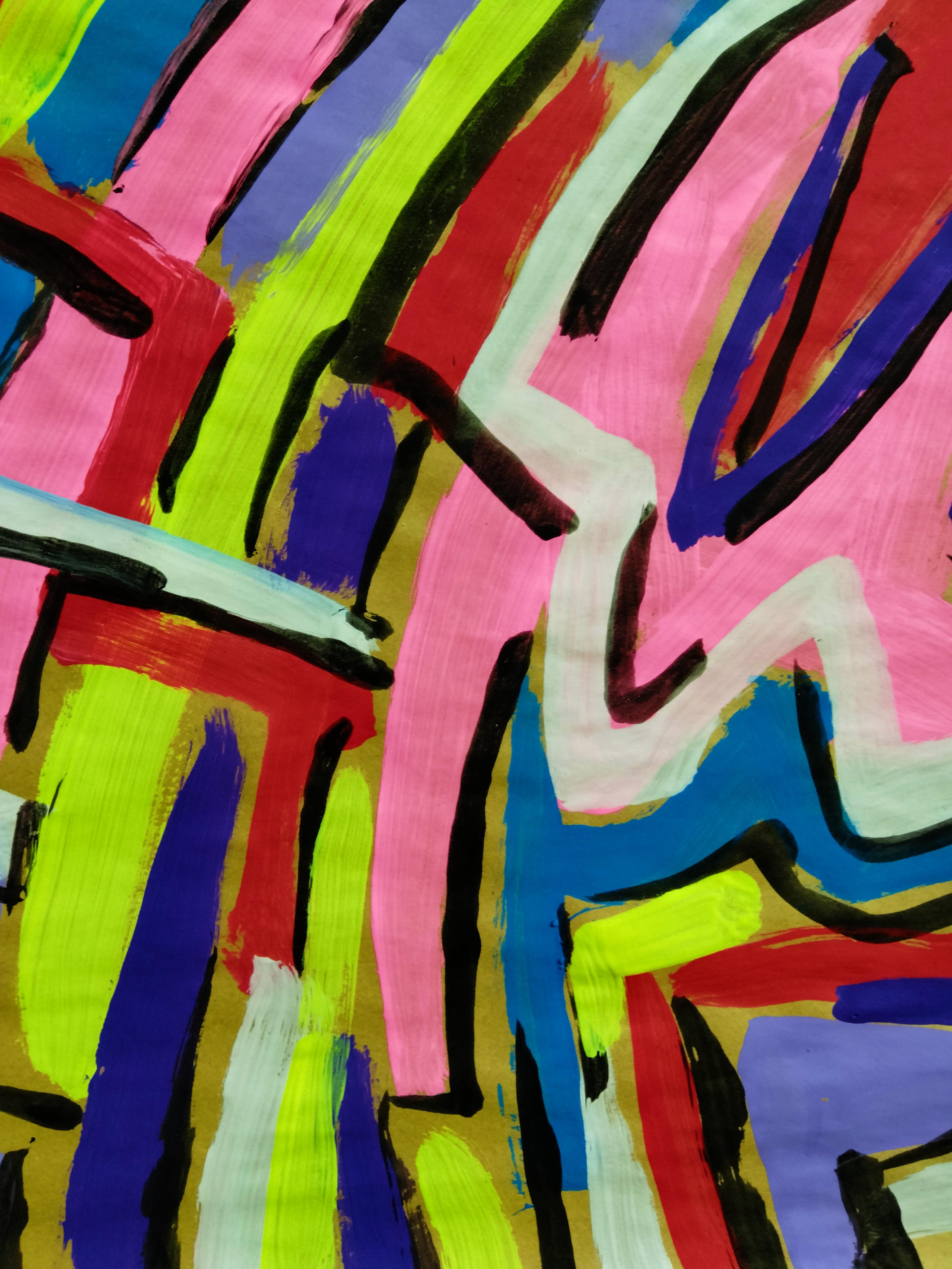  Estepa. Vi este cuadro en la estepa en flor en primavera. Al crear esta obra, salpiqué todo un carnaval de brillantes tonos acrílicos sobre el papel, dejando que las emociones guiaran cada rizo y movimiento. Una danza apasionada de colores y