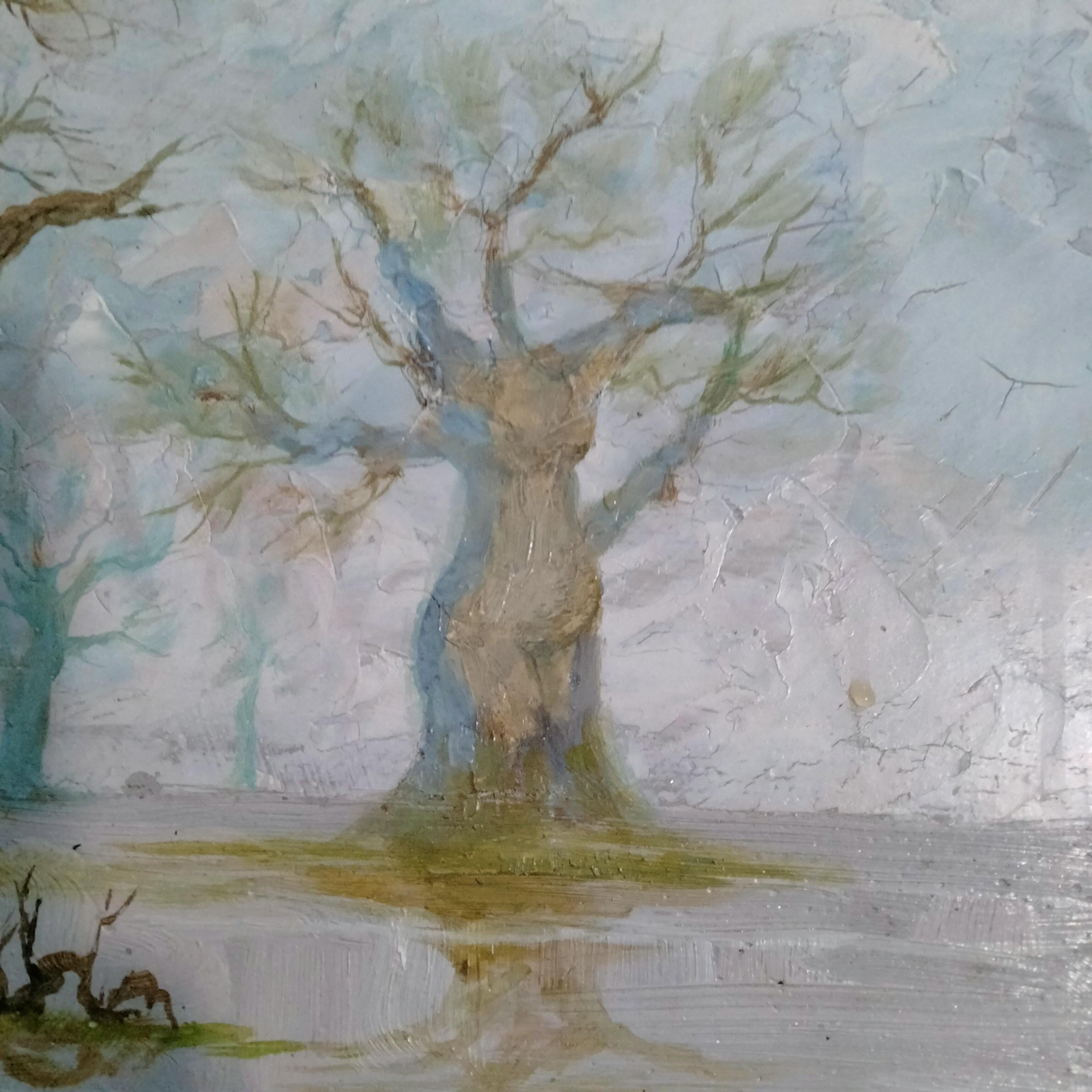 ''Salvador Dalí'' - Gray Landscape Painting by Kyrylo Bondarenko