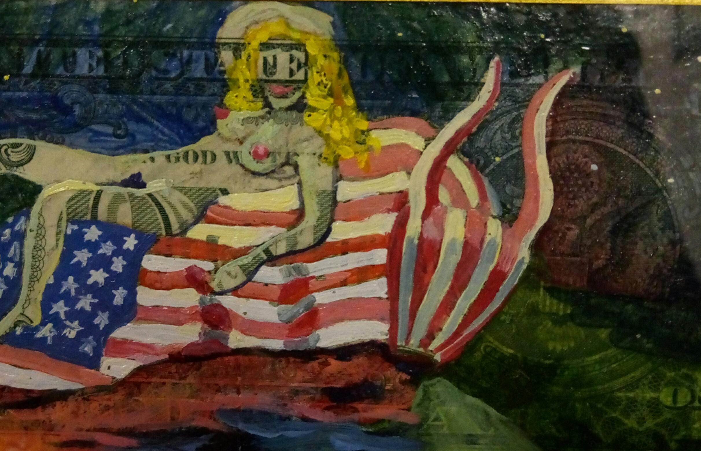 Das Bild wurde auf Geld gemalt. Dies ist eine neue Welt der Kunst. Sie ist in 40 Ländern erschienen. Meine Bilder befinden sich in den Sammlungen von Museen in aller Welt. Dies ist eine großartige Investition in zeitgenössische Kunst. Dieses Gemälde