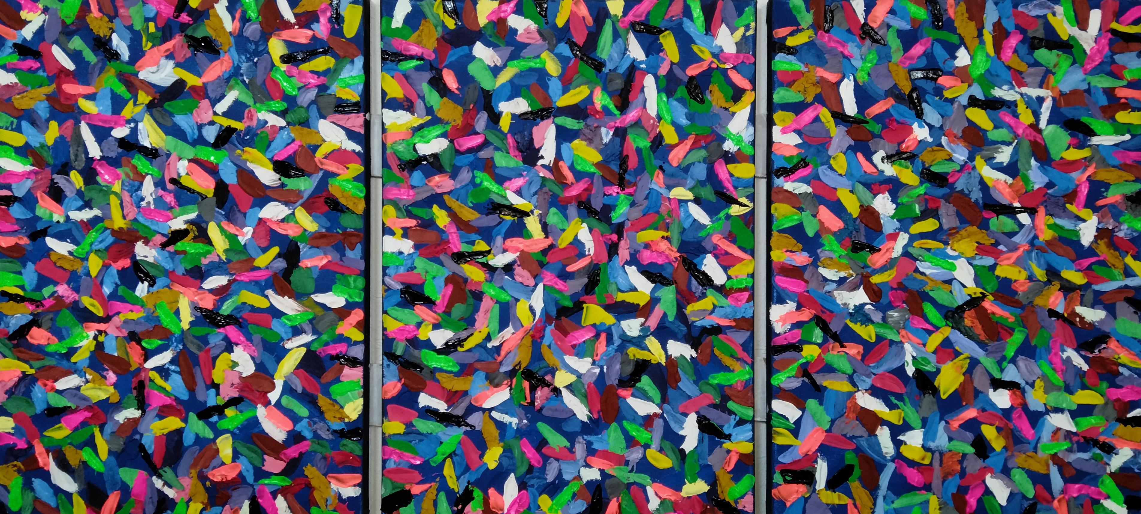 Kyrylo Bondarenko Abstract Painting – Triptychon "Jackson Pollock Blumen"