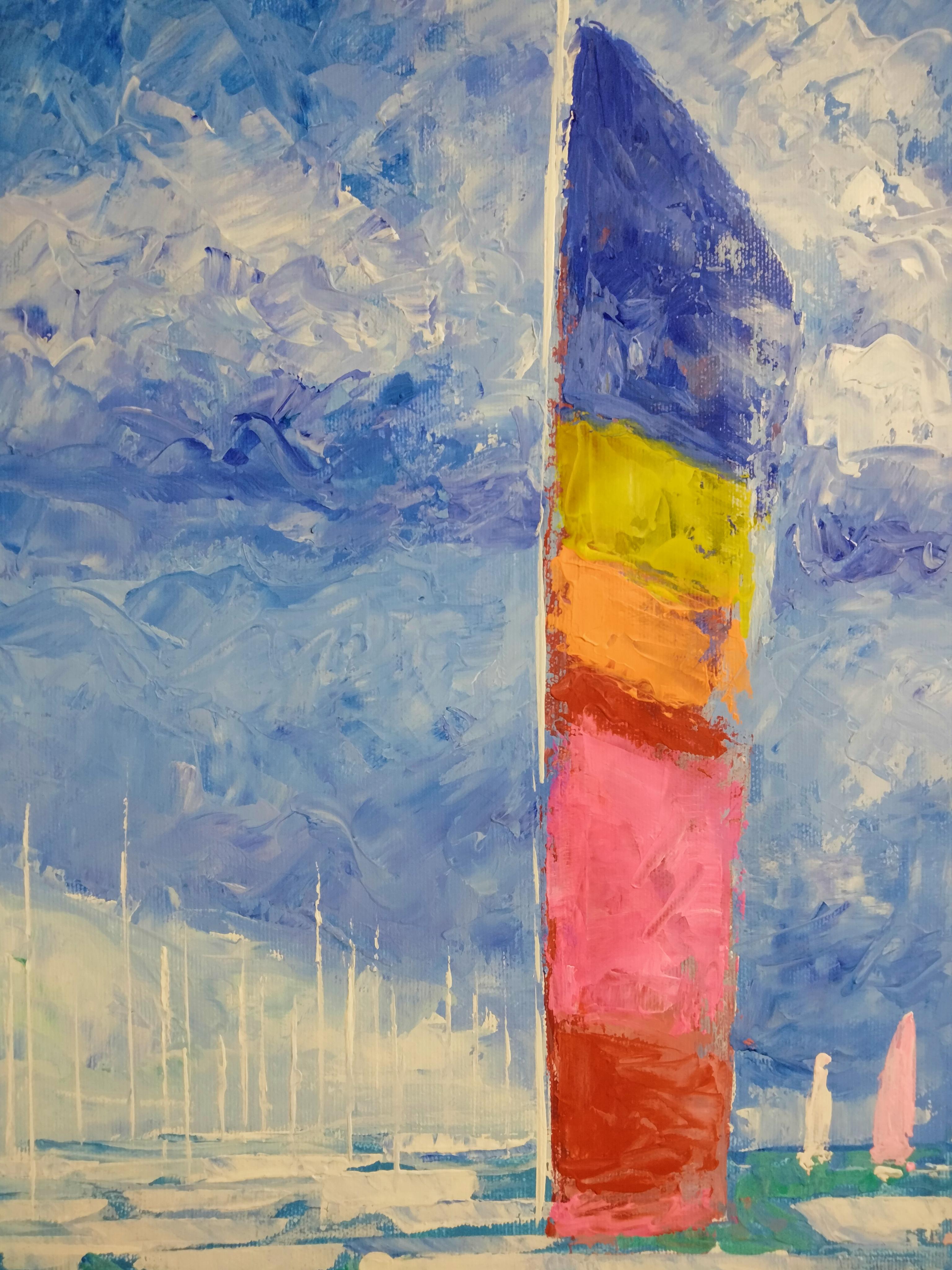 „Yachts Claude Monet“ – Painting von Kyrylo Bondarenko