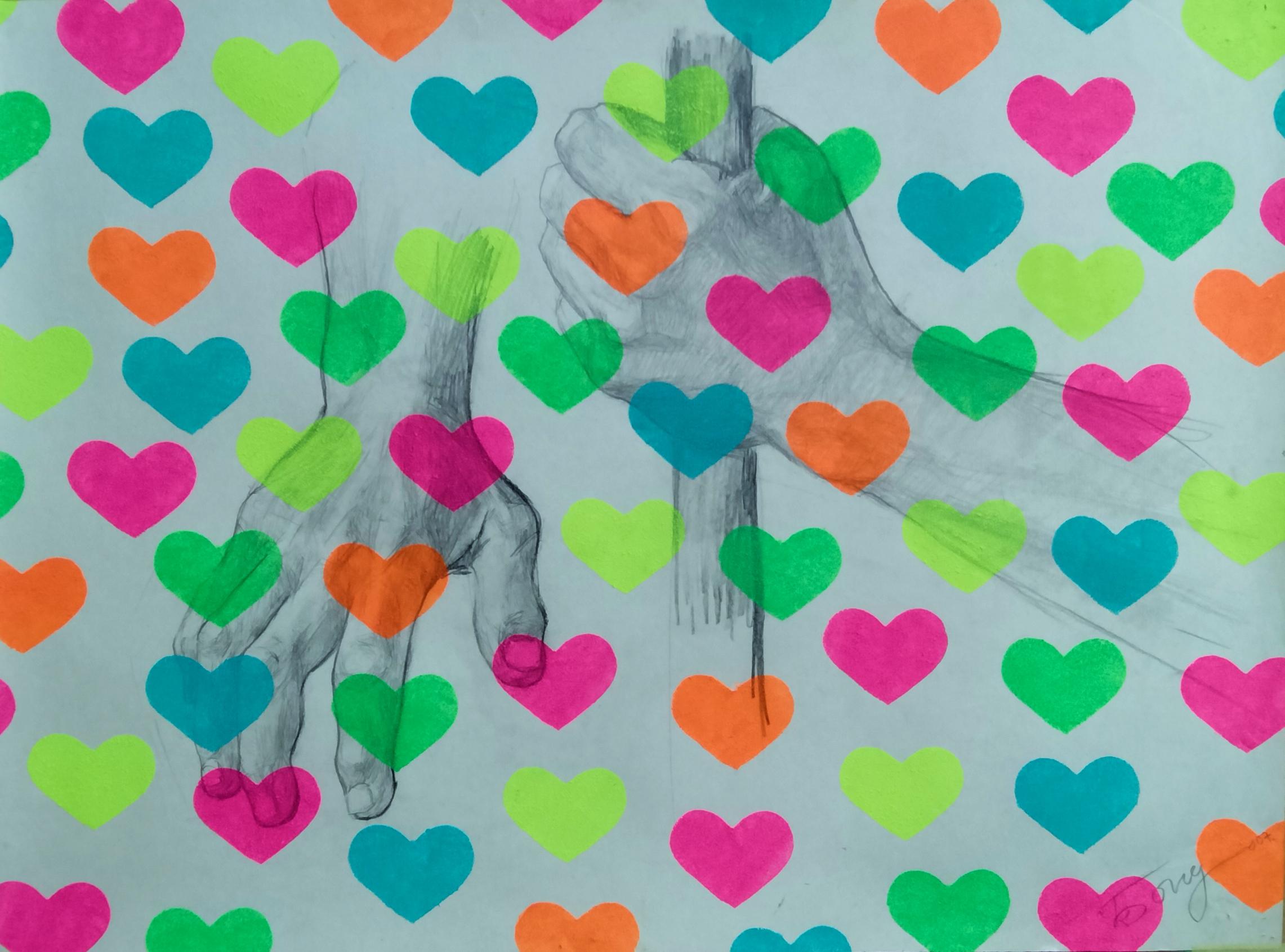 Kyrylo Bondarenko Nude Painting - "Yayoi Kusama hands"