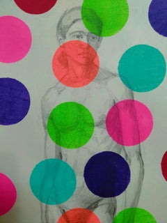 Yayoi Kusama Model, Realist Acrylic and Pencil Painting, 21st Century