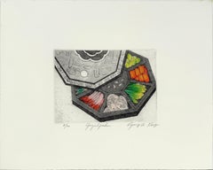"Gujulpahn Appetizer" Intaglio and Hand painted on Paper by Kyung A. Kang