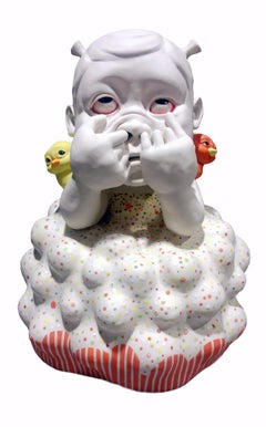 "You Silly Billy", Figurative Ceramic Sculpture, Porcelain, Glaze, Underglaze