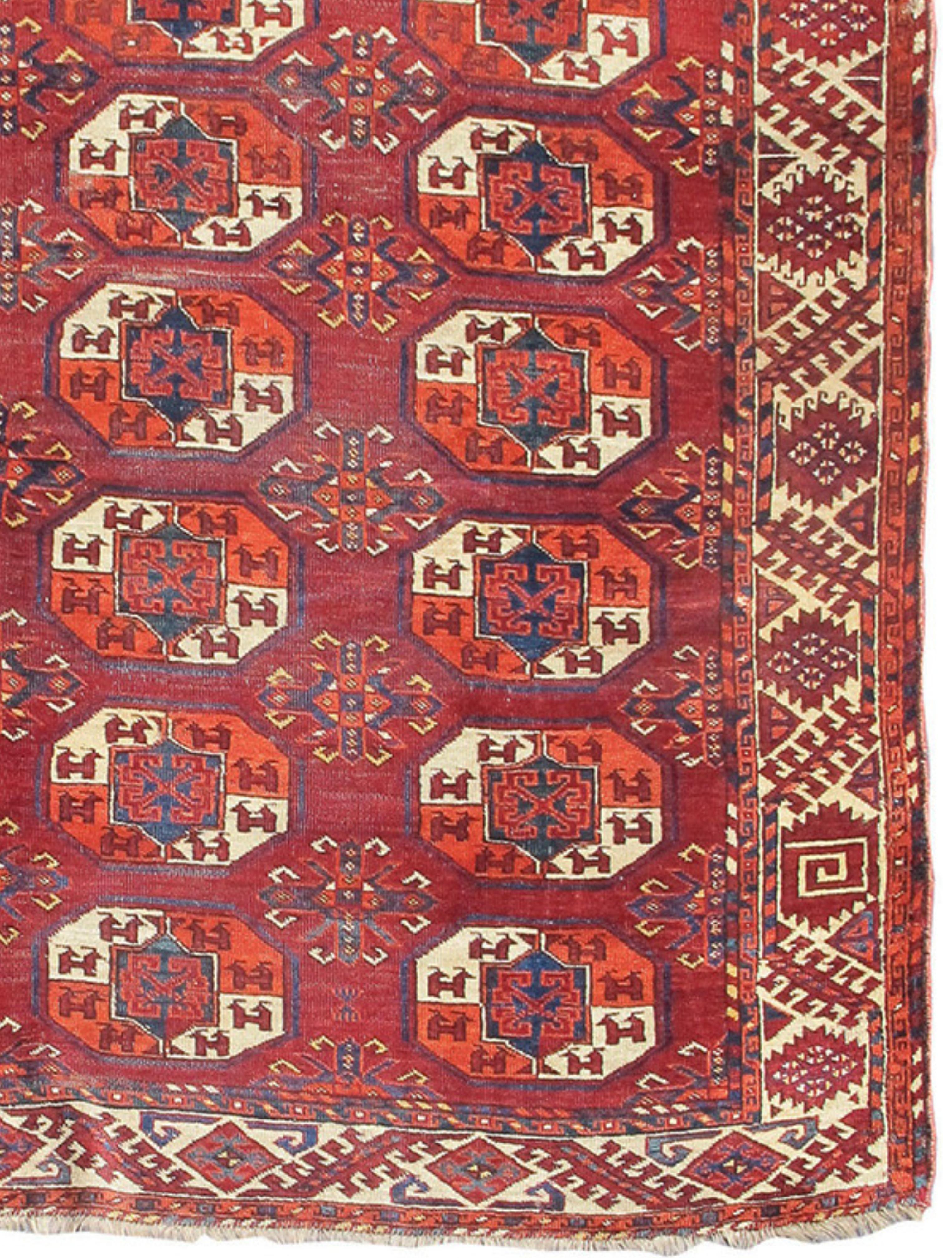 Turkmeno Tappeto principale Kyzil Ayak, XIX secolo in vendita