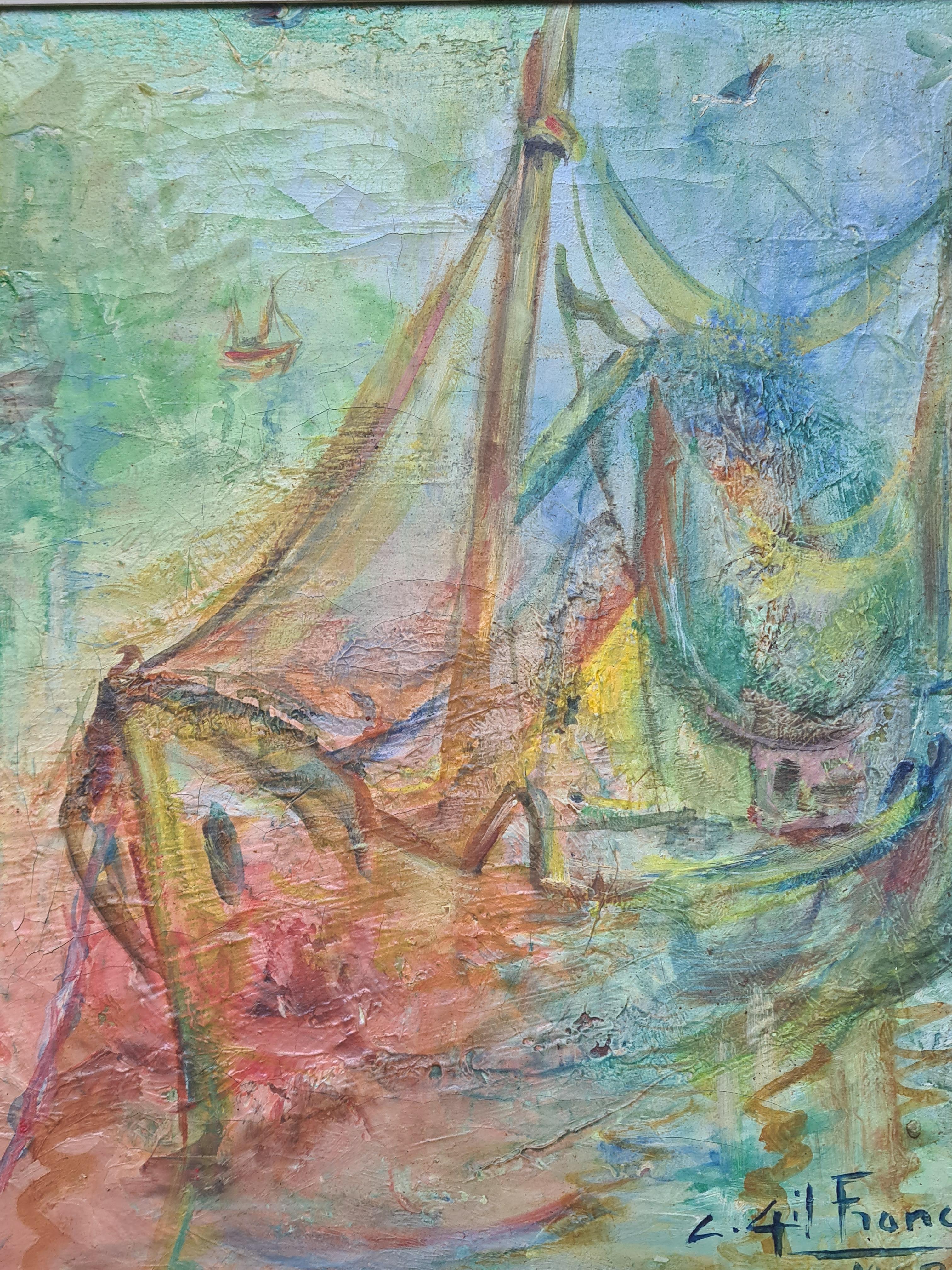 Dream Boats, French Impressionist Oil on Canvas 1