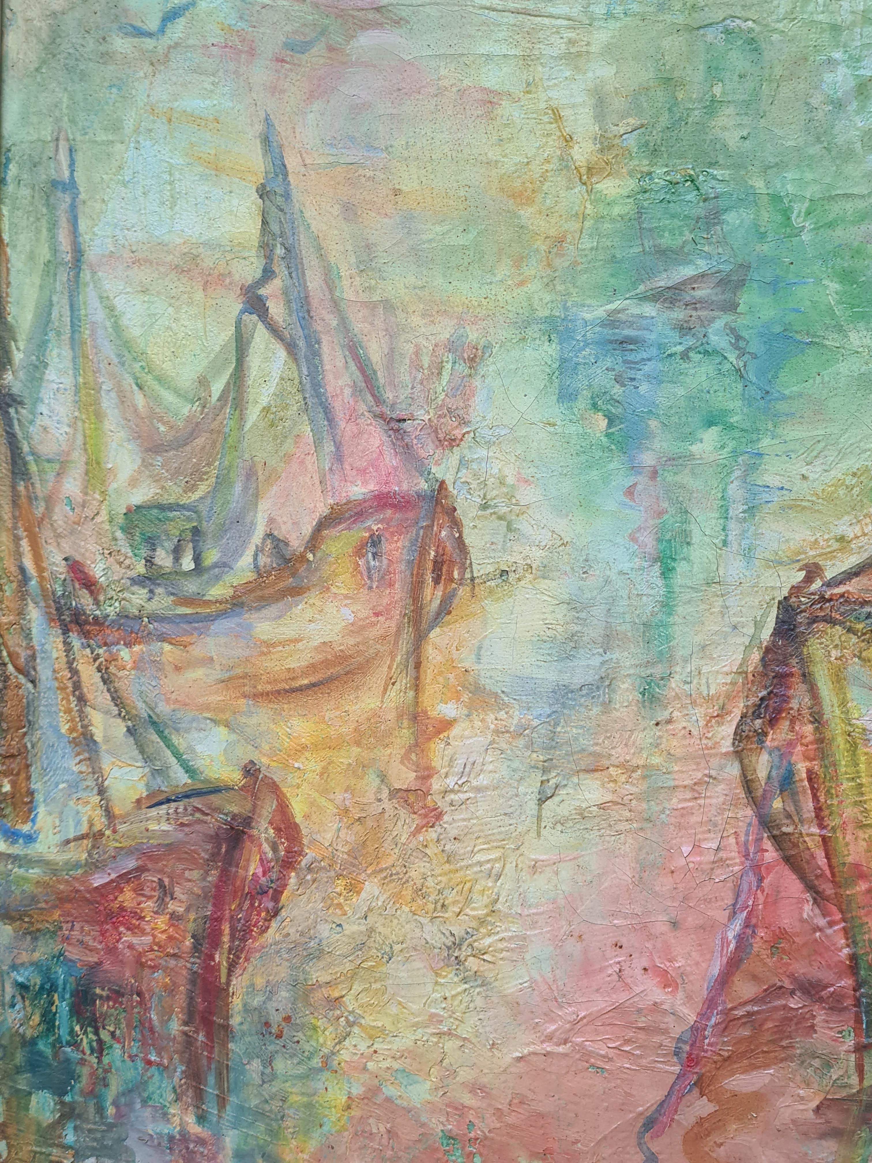 Dream Boats, French Impressionist Oil on Canvas 2